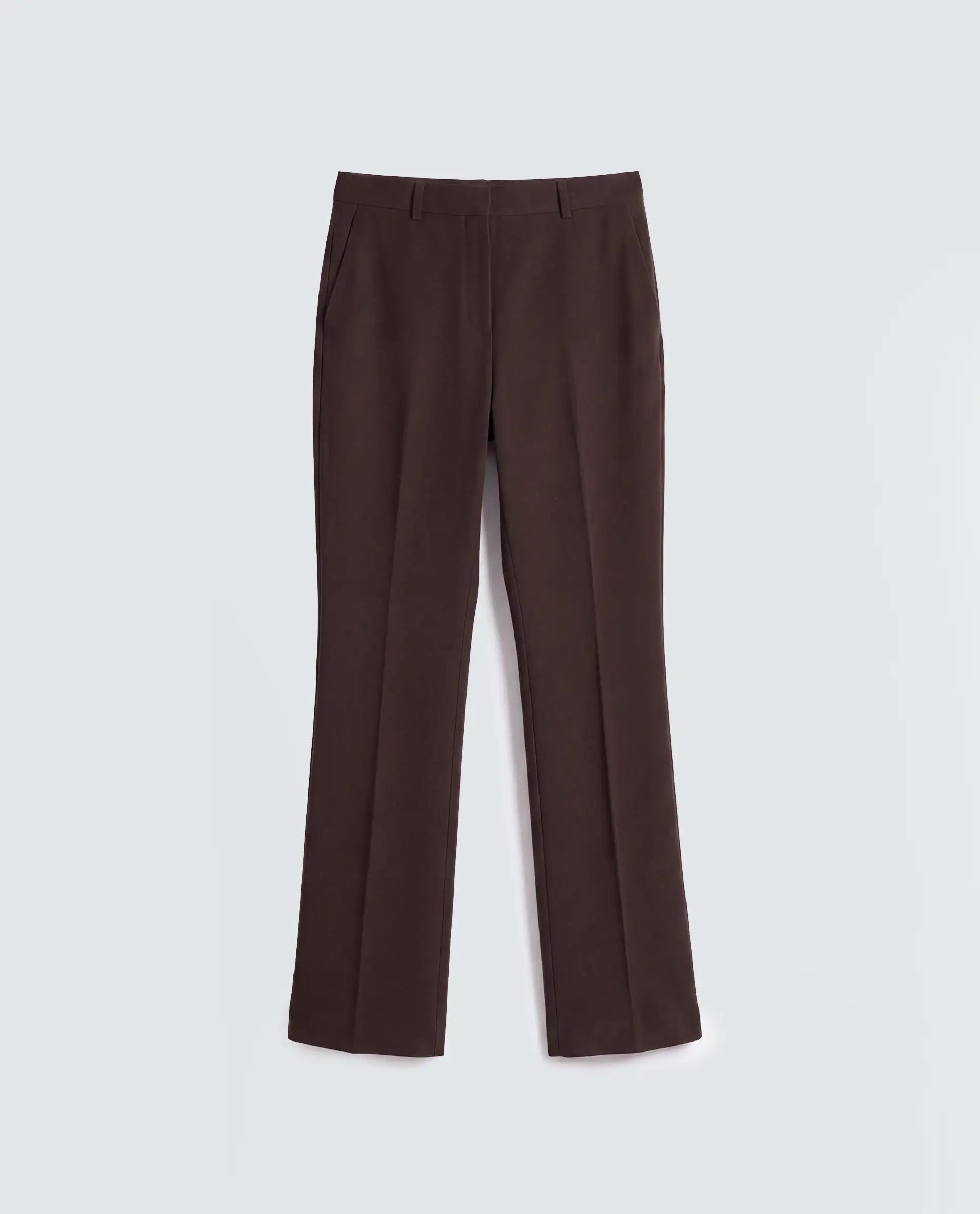 Rareism Women's Frare Brown Viscose Fabric Bootcut Plain Trouser