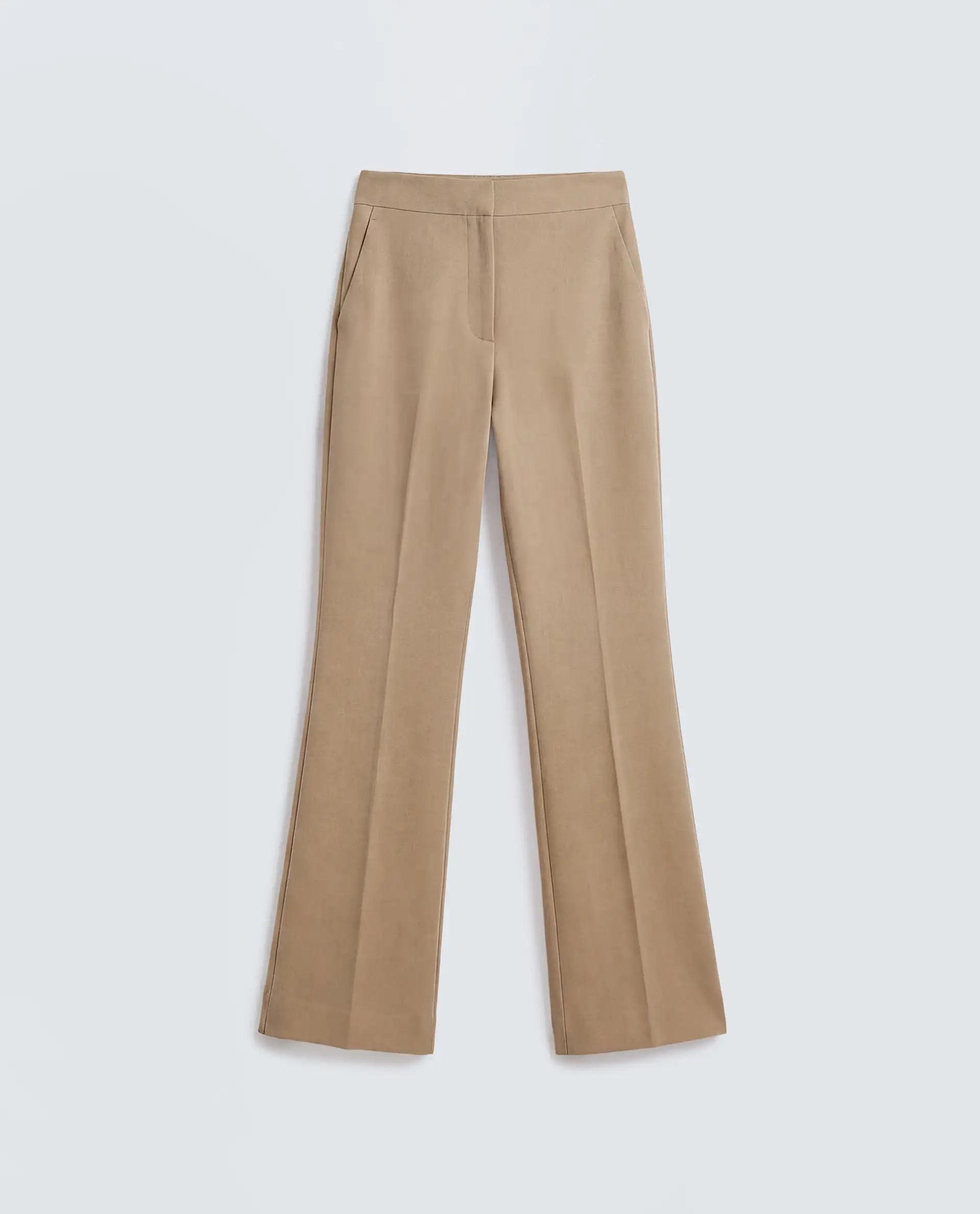 Rareism Women's Frare Khaki Viscose Bootcut Plain Trouser