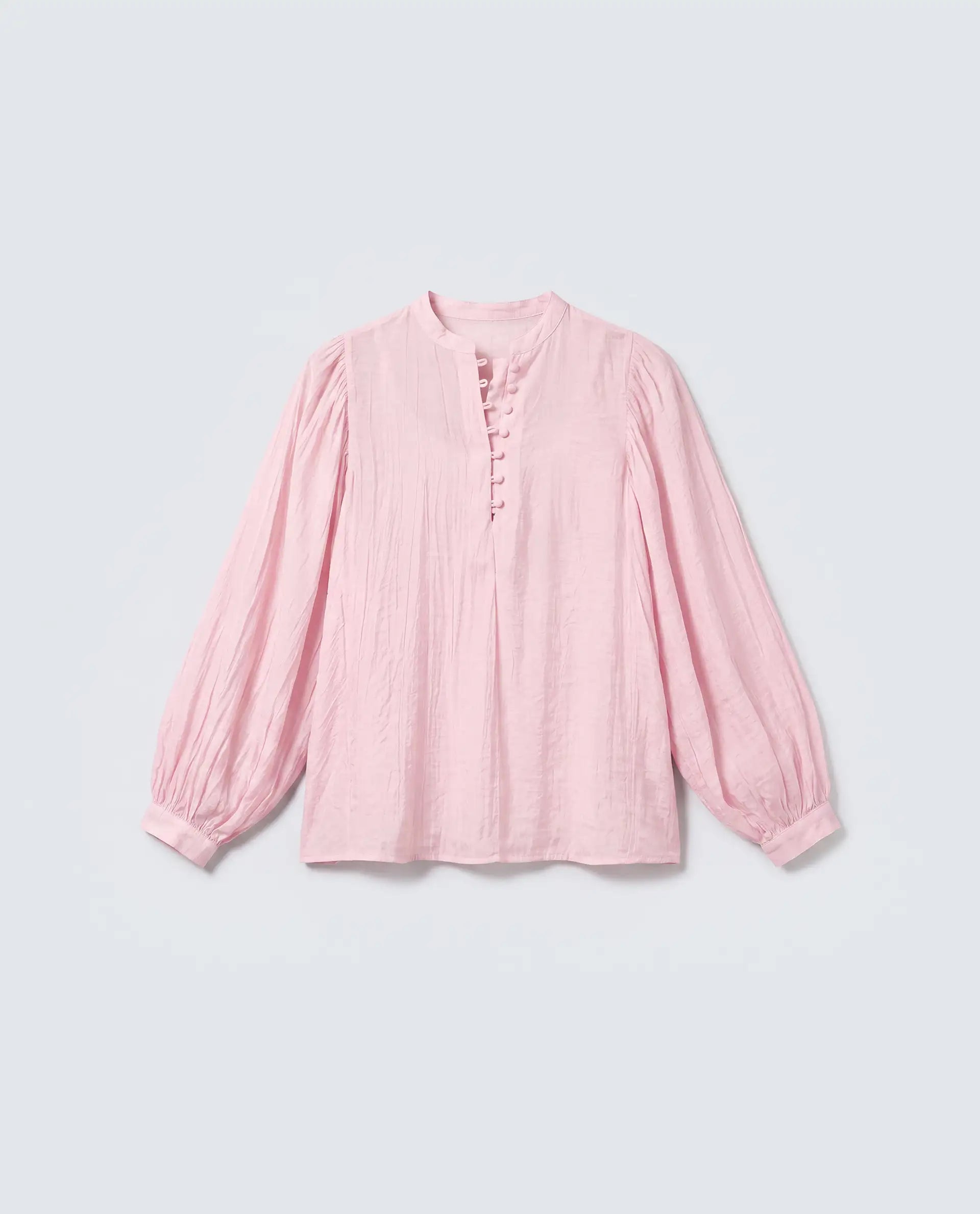Rareism Women's Minis Light Pink Viscose Full Sleeve Band Collar Regular Top