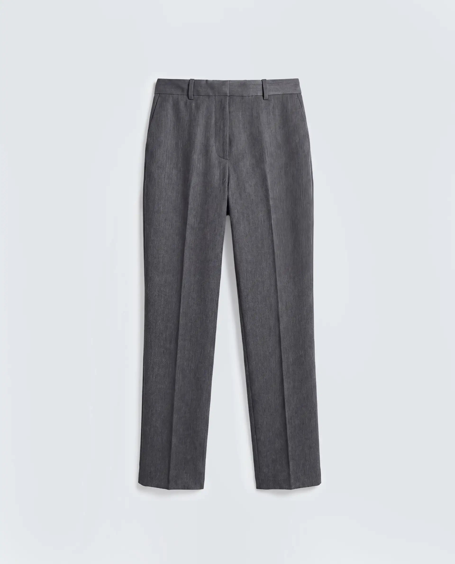 Rareism Women's Paper Grey Viscose Blend Fabric Tapered Plain Trouser