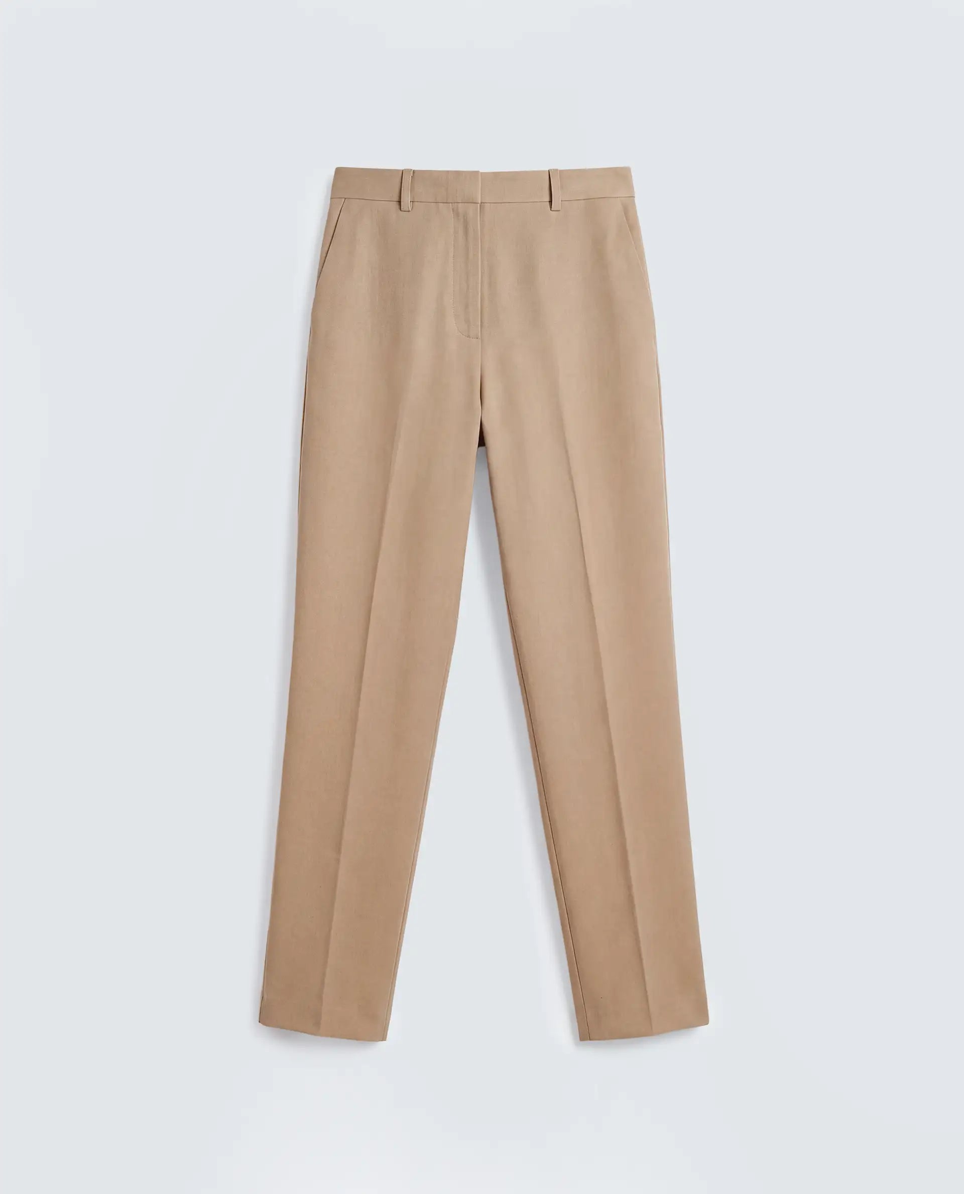 Rareism Women's Paper Khaki Polyester Blend Tapered Plain Trouser
