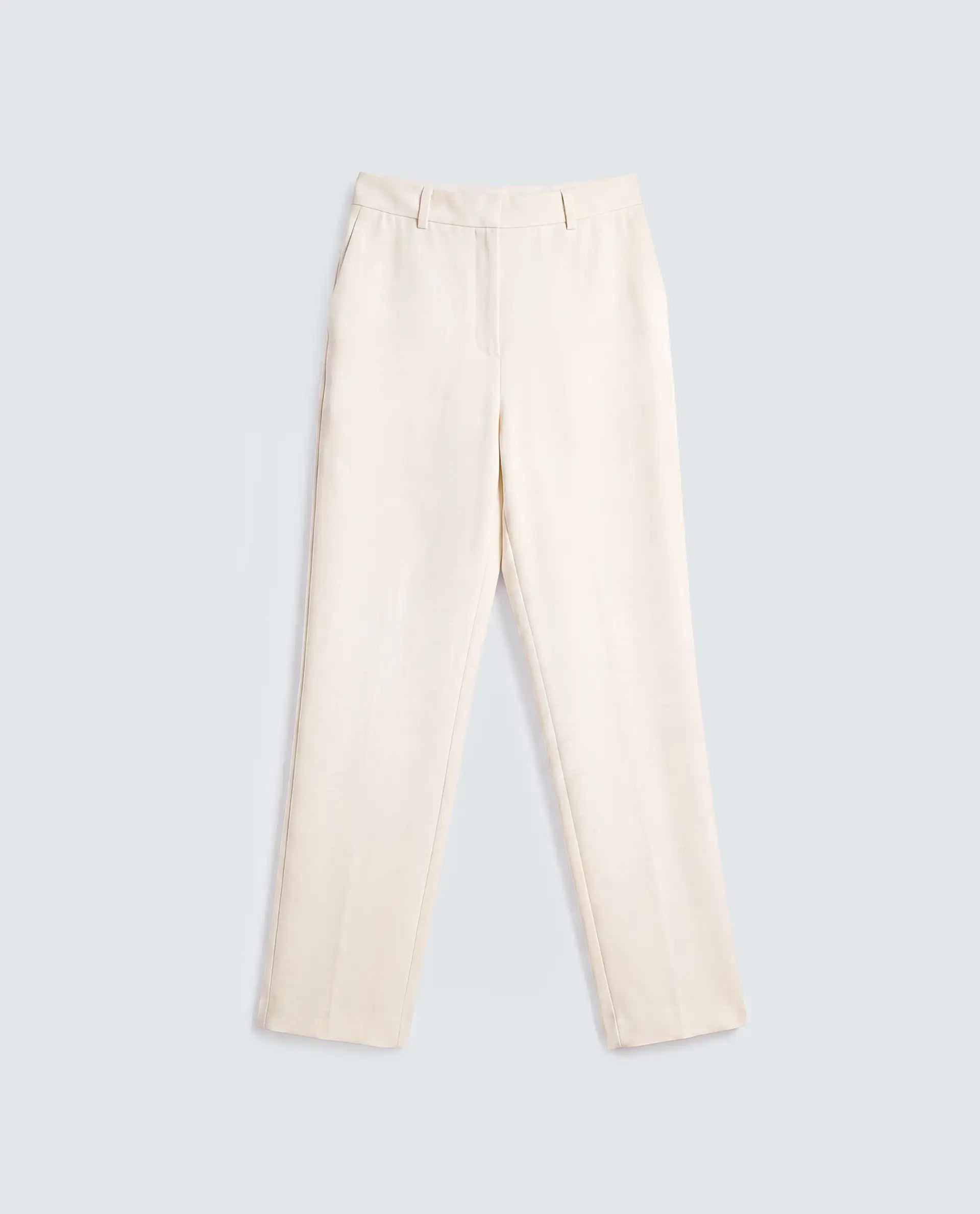 Rareism Women's Paper Off White Viscose Blend Tapered Plain Trouser