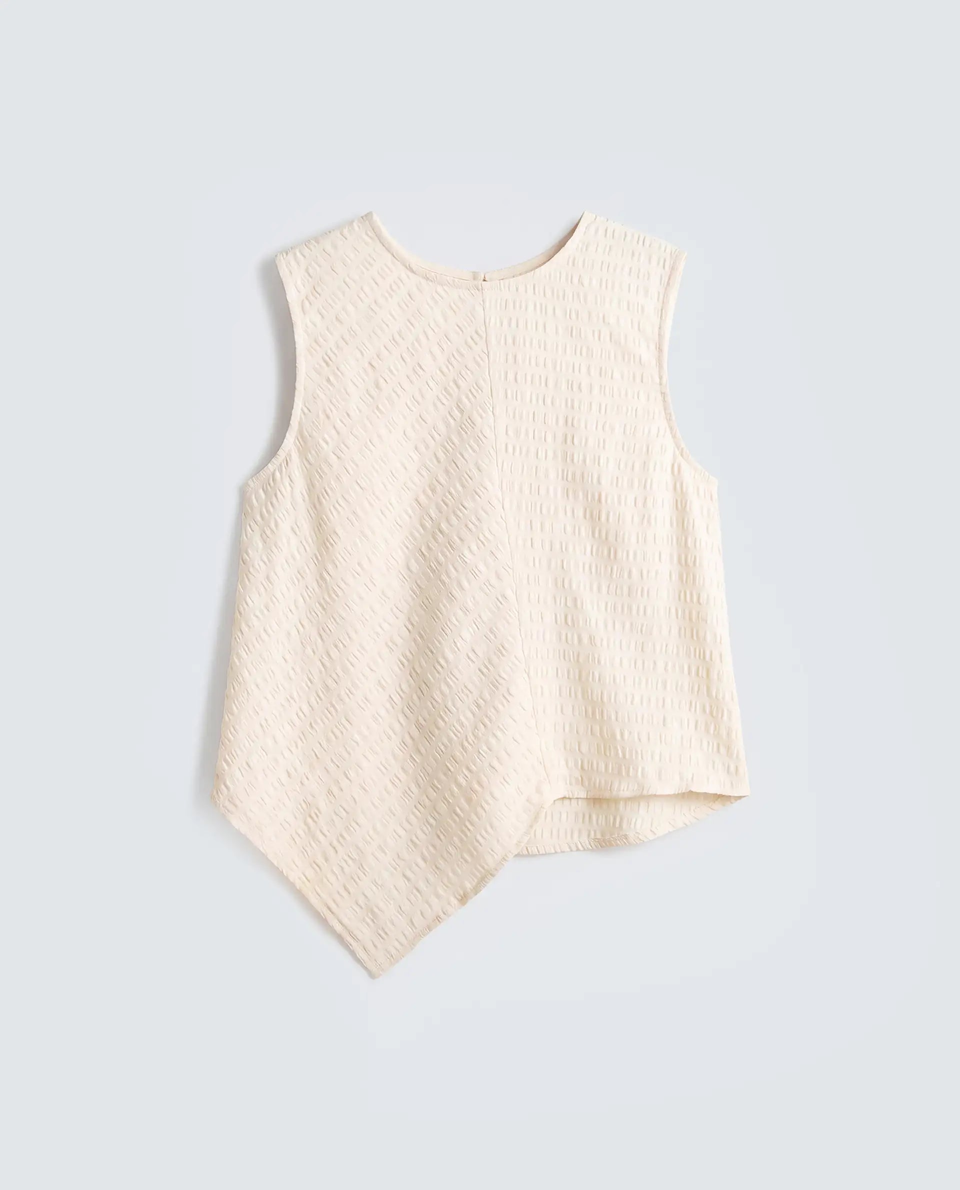 Rareism Women's Roulo-R Beige Polyester Sleeveless Crew Neck Button Relaxed Plain Top