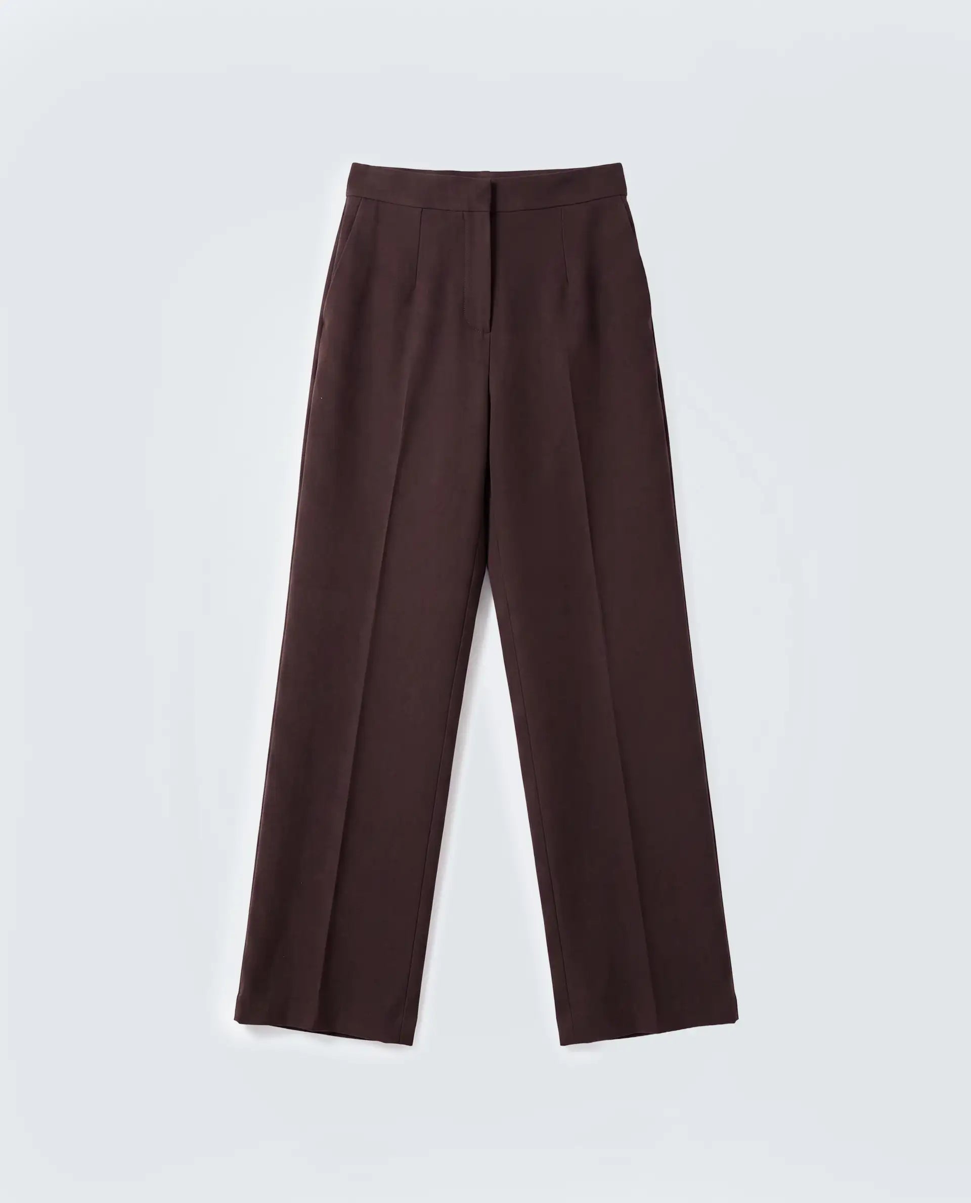 Rareism Women's Srait-1 Brown Polyester Blend Fabric Straight Plain Trouser