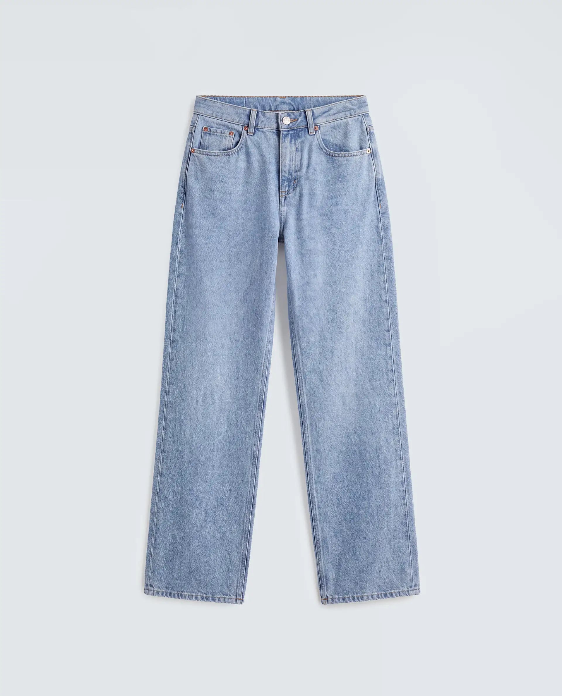 Rareism Women's Stasia Light Blue Cotton Blend Straight Fit Plain Jeans