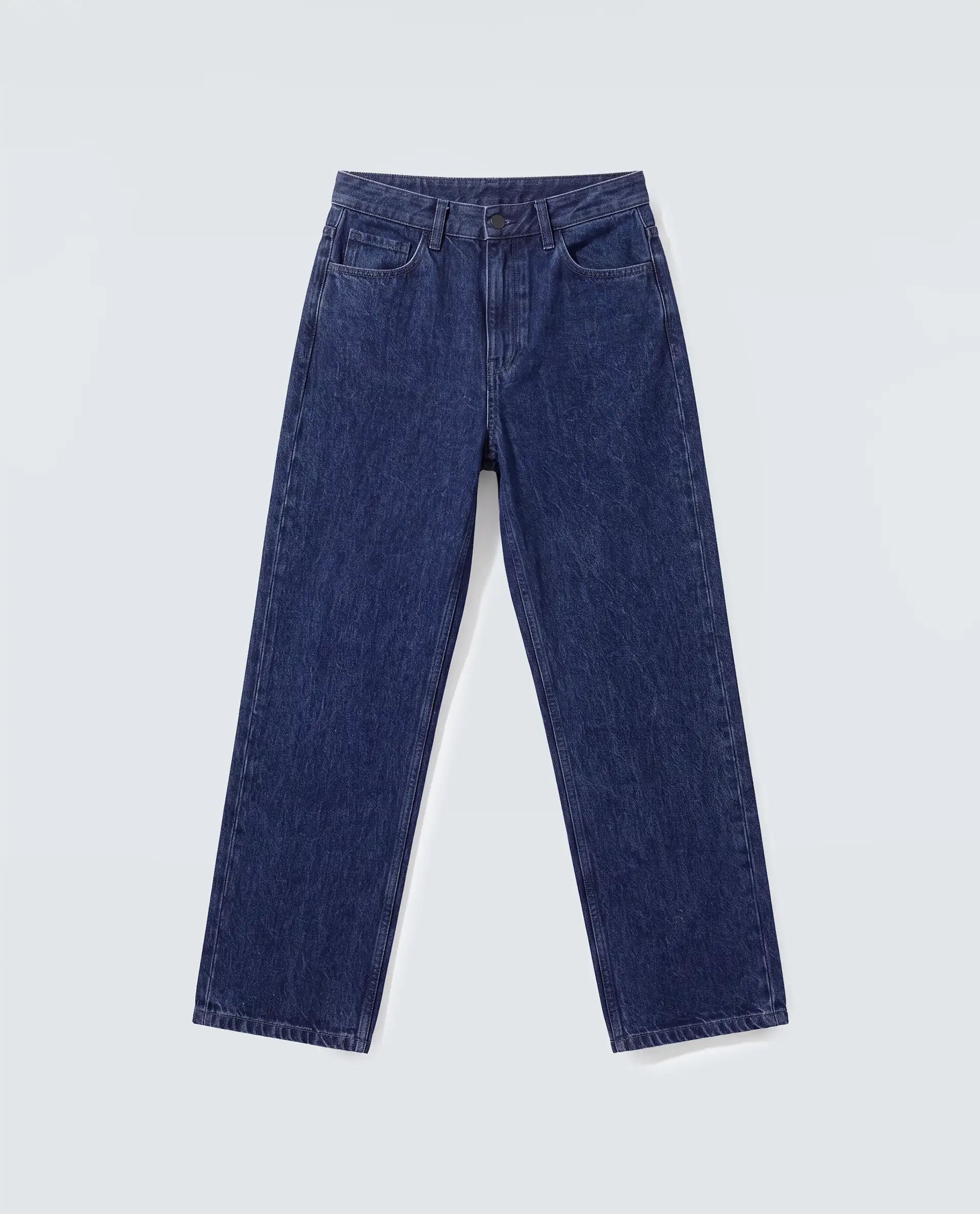 Rareism Women's Stella Dark Blue Cotton Straight Fit Plain Jeans