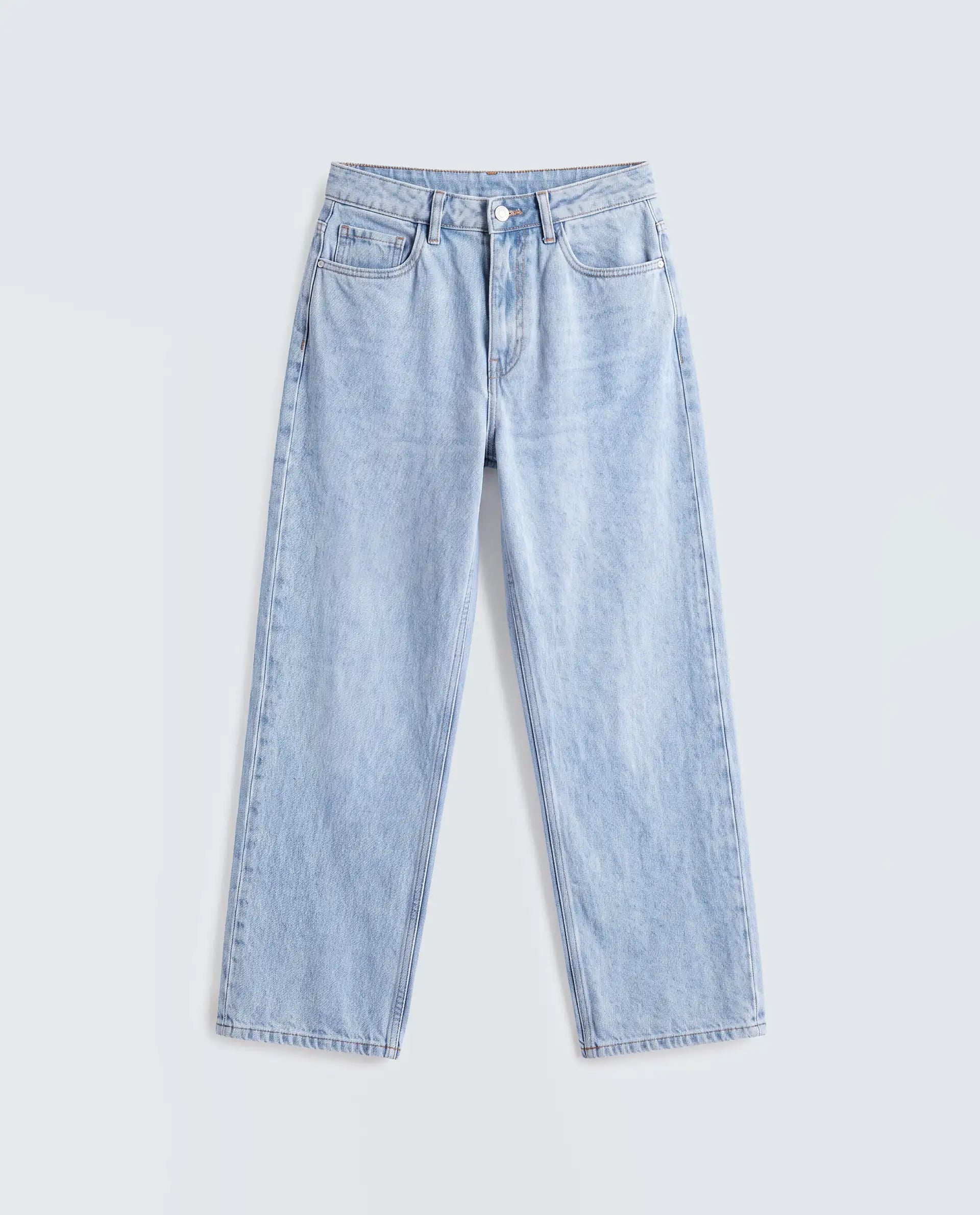 Rareism Women's Strefin Light Blue Cotton Straight Fit Plain Jeans