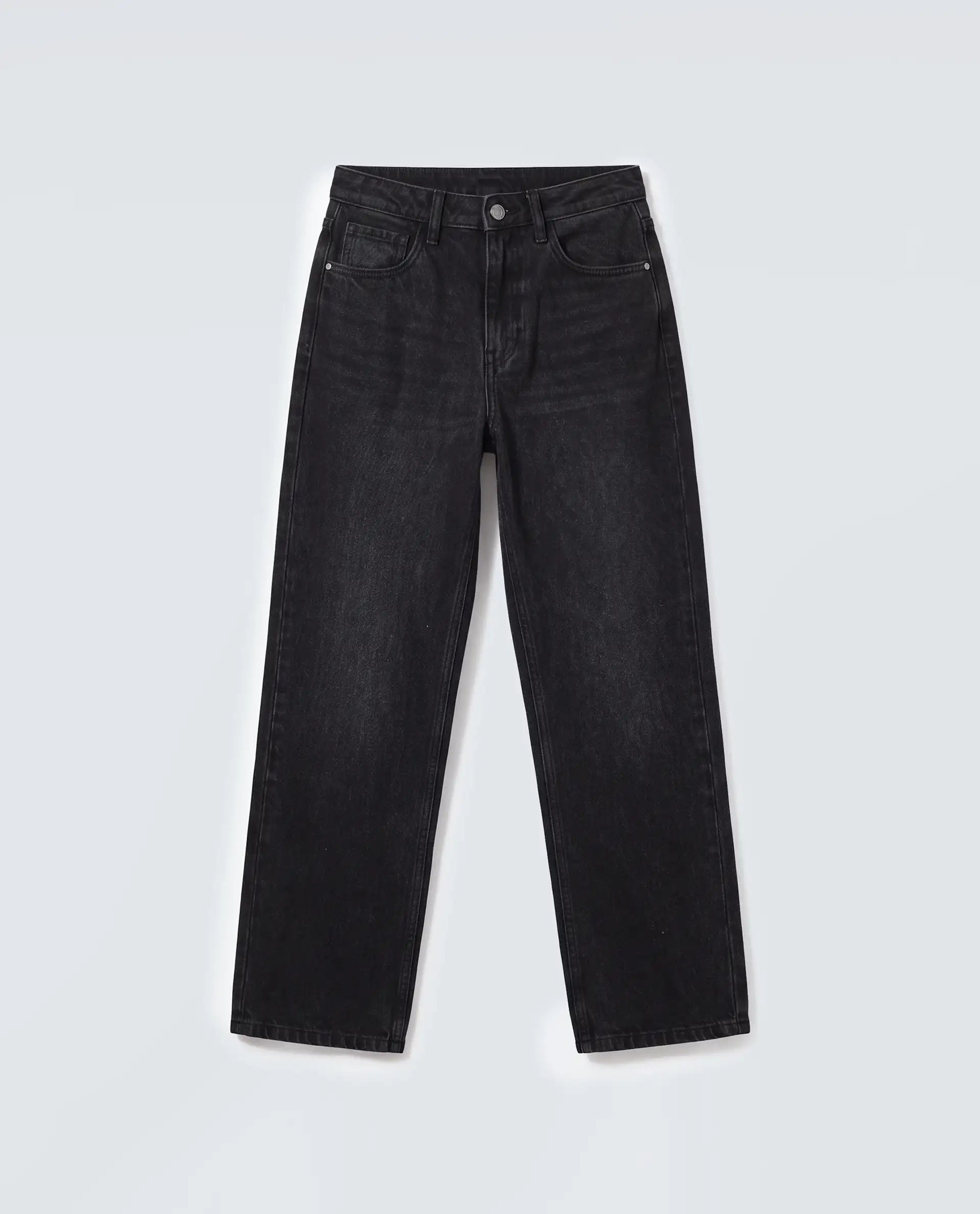 Rareism Women's Strine Black Cotton Straight Fit Plain Jeans