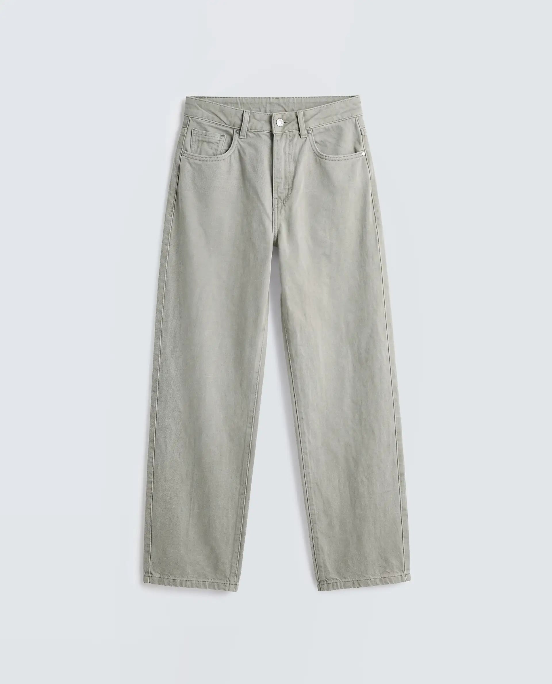Rareism Women's Talbo Olive Cotton Plain Tall Barrel Fit Jeans