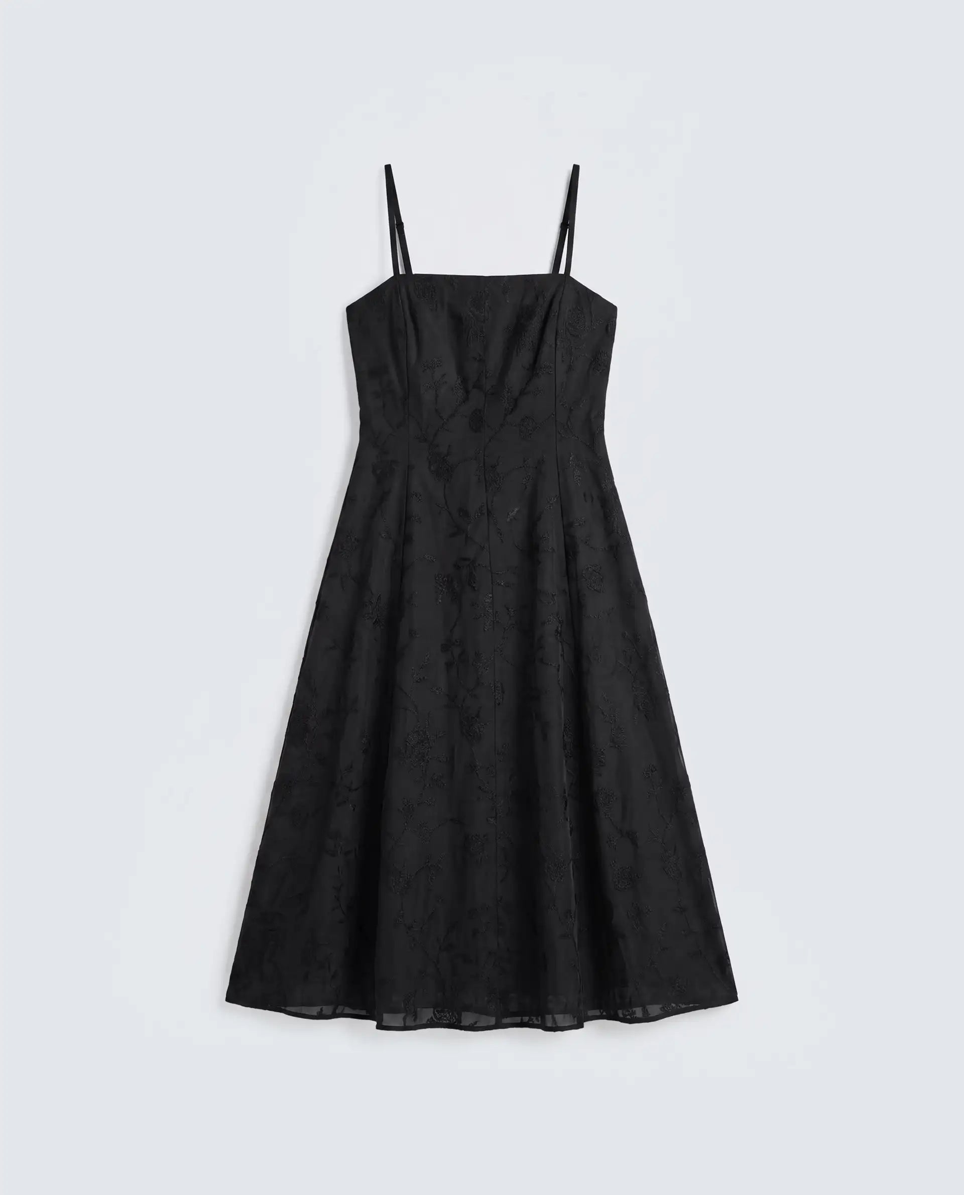 Rareism Women's Trini Dark Black Viscose Fit And Flare Plain Dress