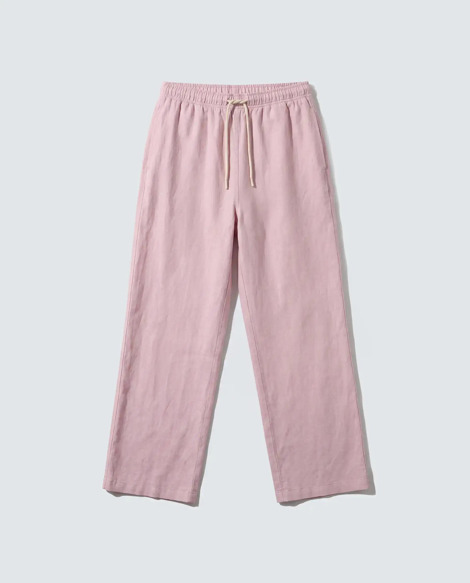 Rareism Women's Uniq Dusky Pink Linen Blend Fabric Straight Plain Trouser