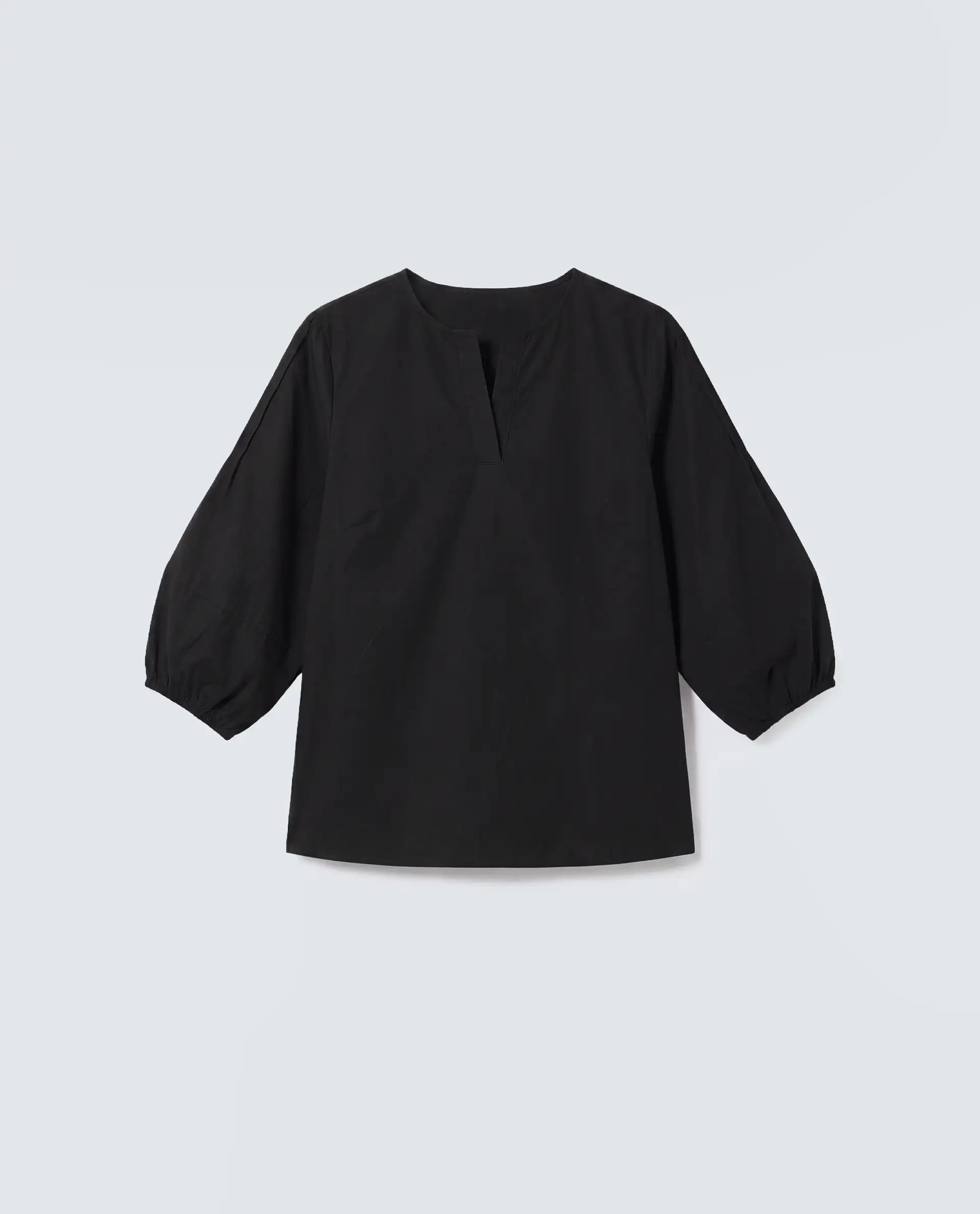 Rareism Women's Varek Black Cotton 3/4Th Sleeve Relaxed Fit Plain Top