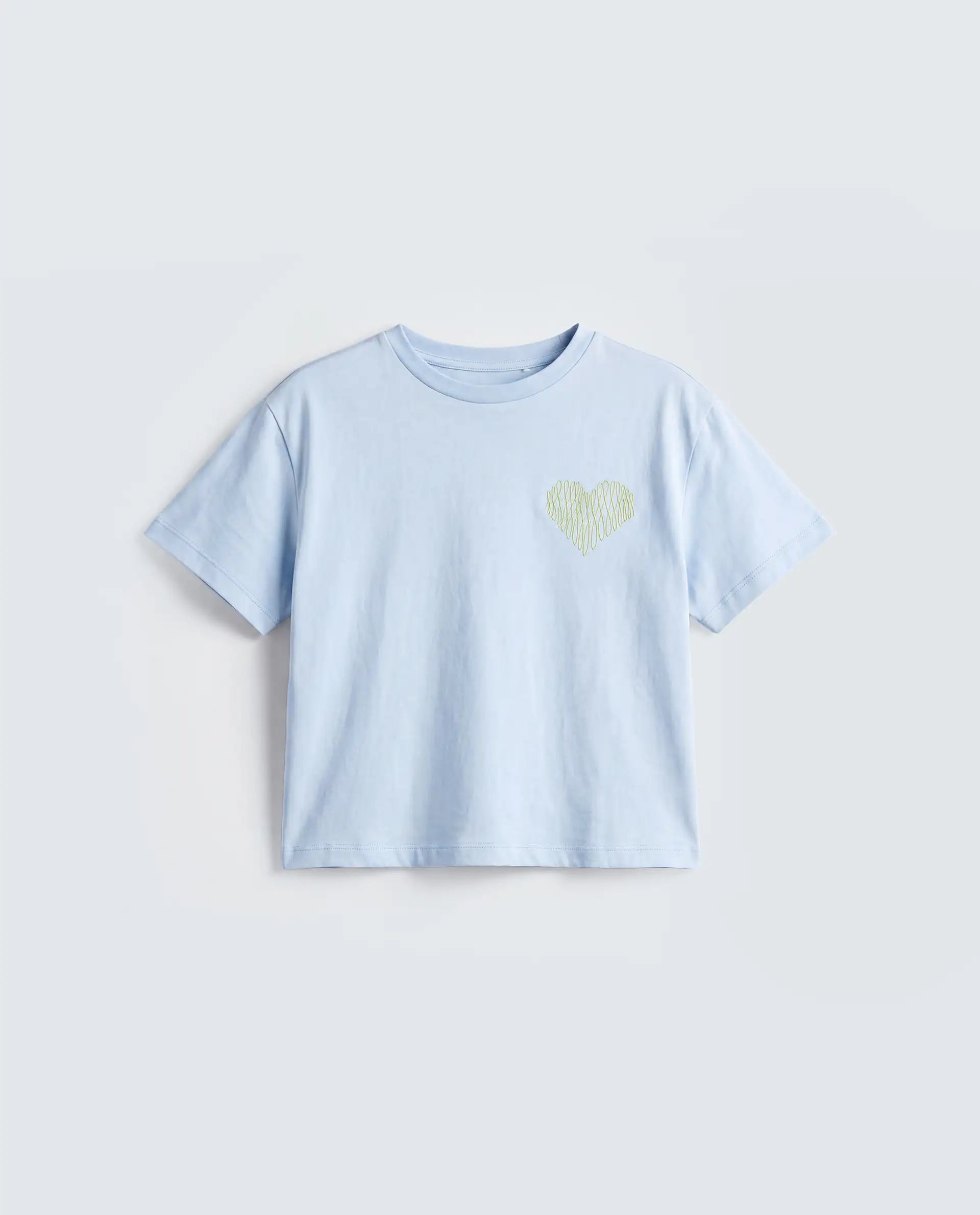 Rareism Women's Zaron Light Blue Cotton Half Sleeve Relaxed Fit Hd Print T-Shirt