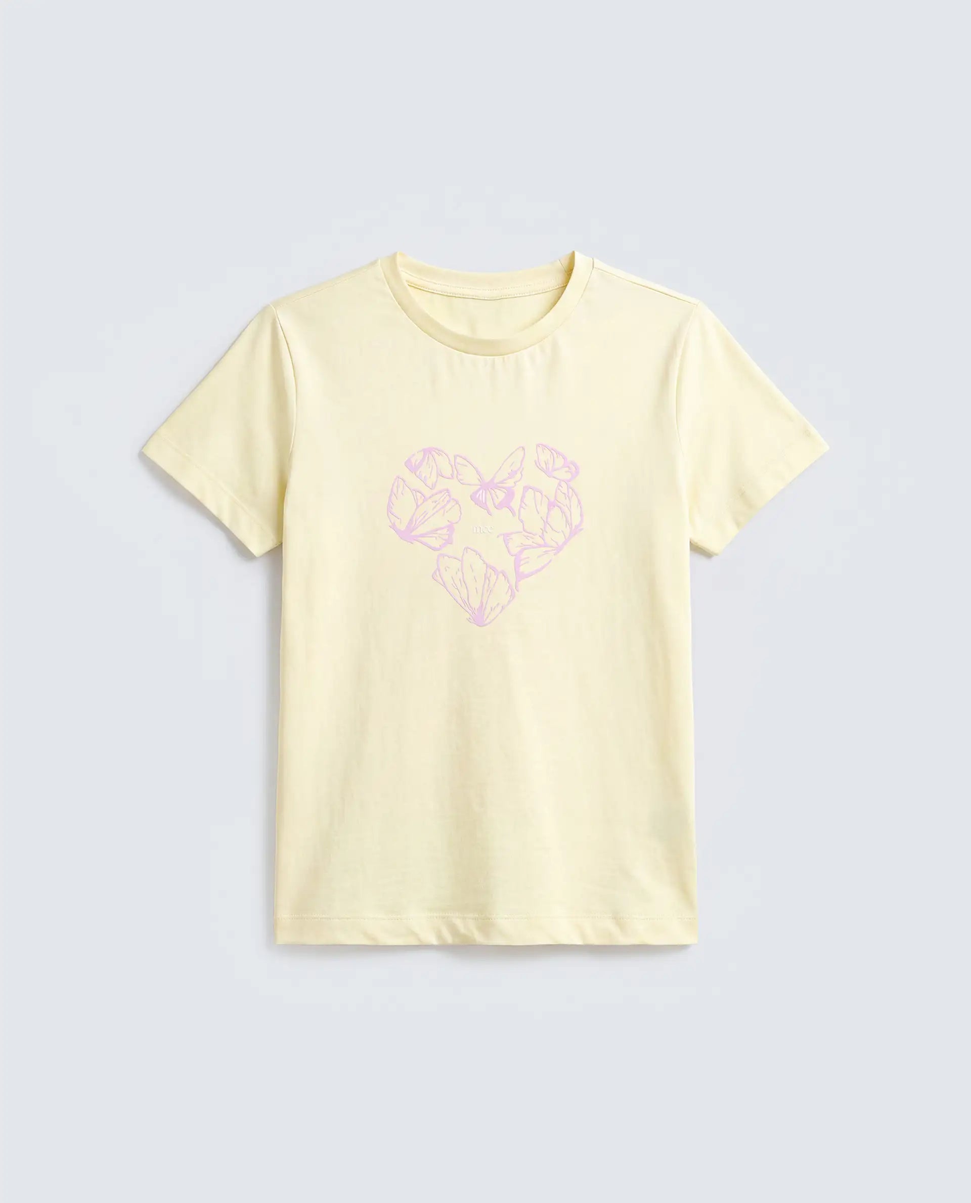 Rareism Women's Zelly Light Yellow Cotton Crew Neck Pull-On Regular Object Print T-Shirt