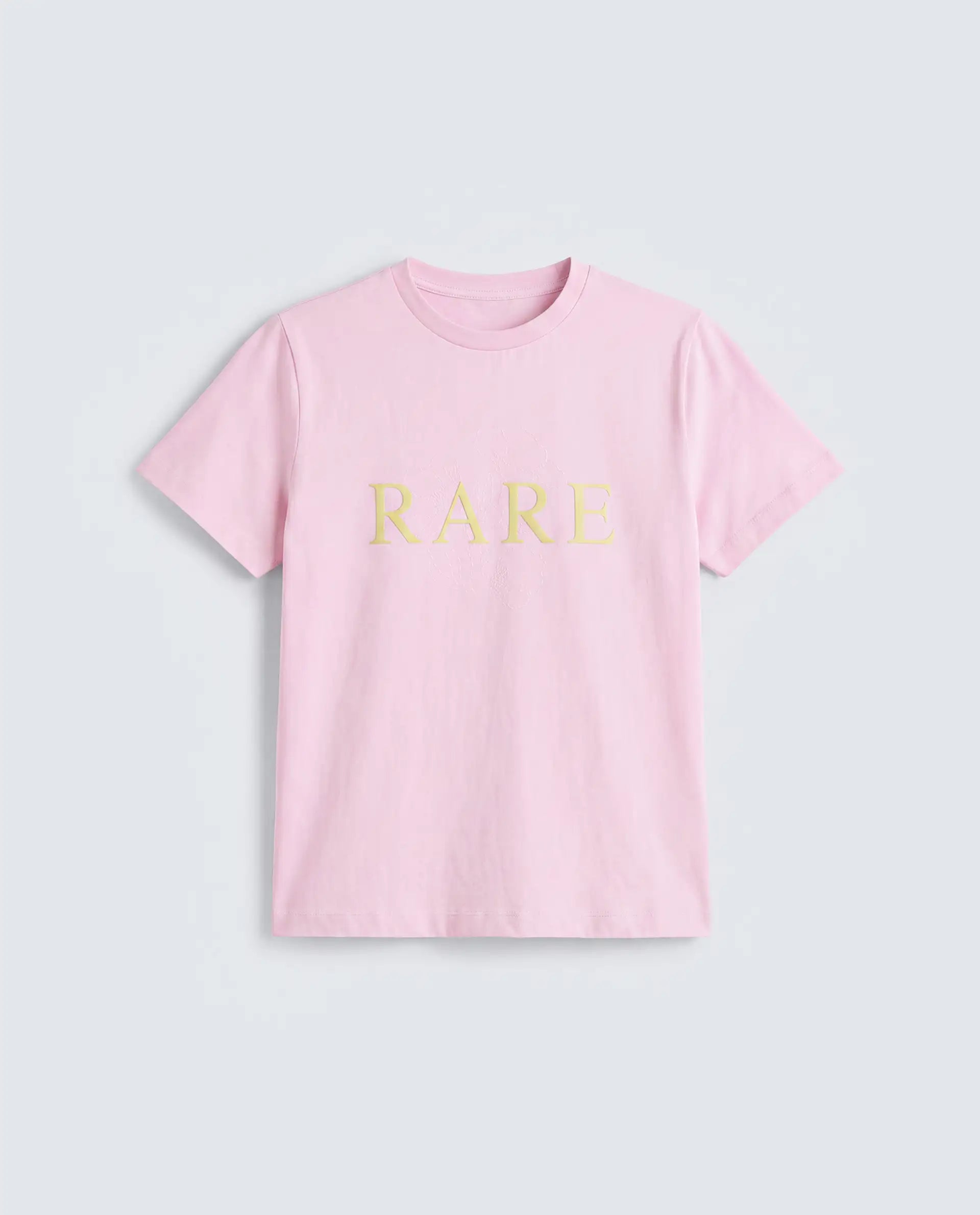 Rareism Women's Zhane Light Pink Cotton Crew Neck Pull-On Regular Typography Print T-Shirt