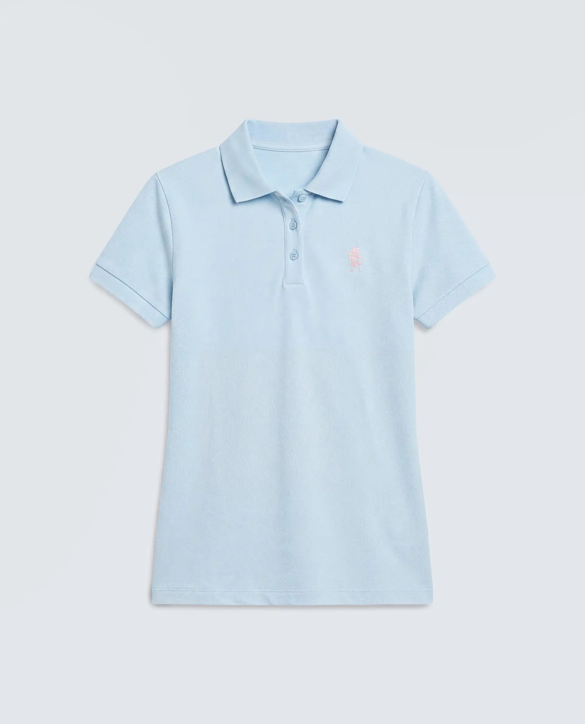 Rareism Women's Zonrad Light Blue Cotton Blend Half Sleeve Regular Fit Plain Polo