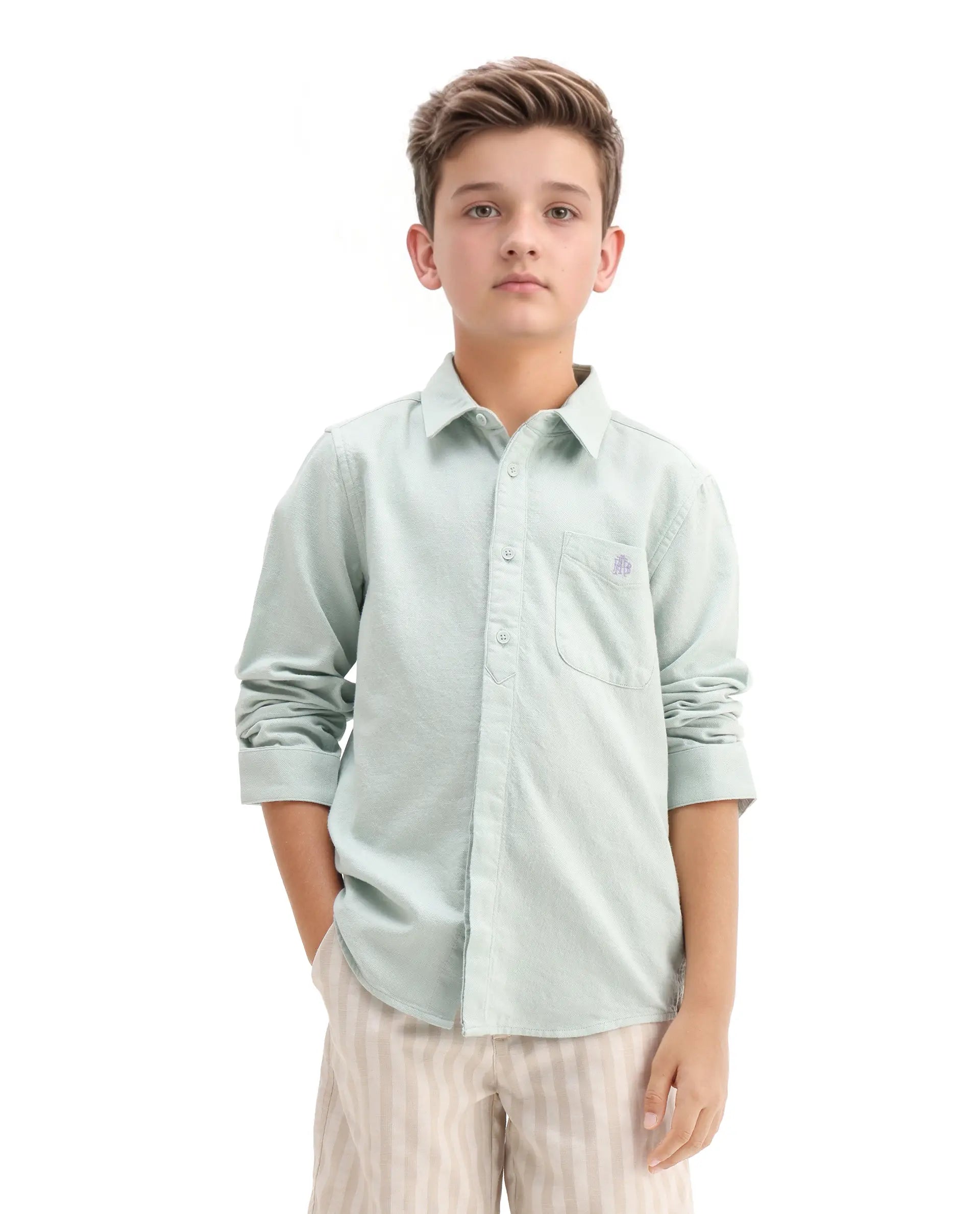 Rare Ones Kids Hart Blue Cotton Solid Button Closure Boxy Fit Shirt