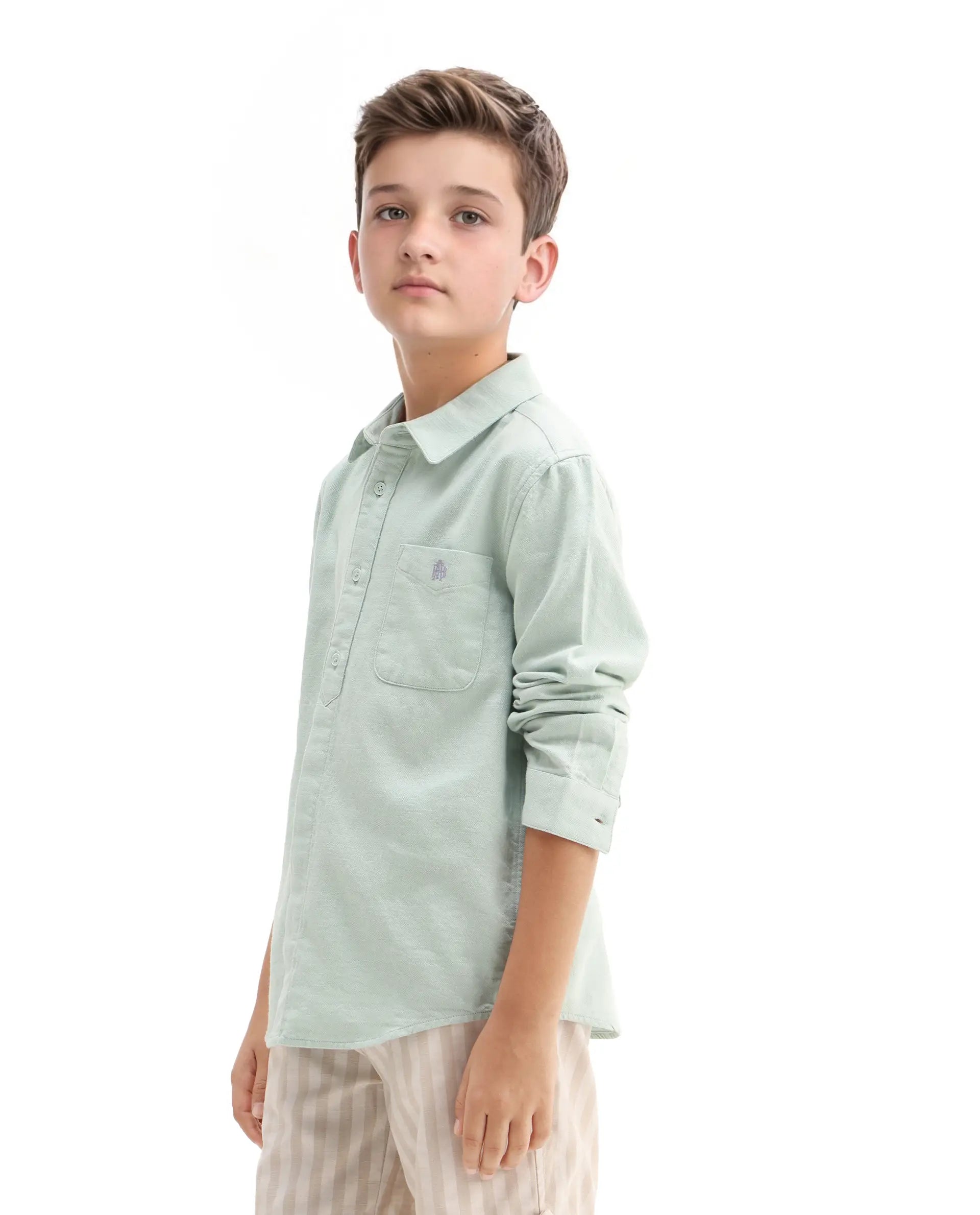 Rare Ones Kids Hart Blue Cotton Solid Button Closure Boxy Fit Shirt