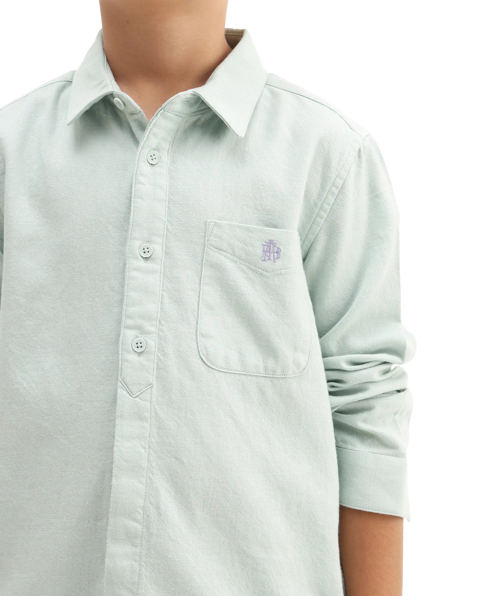 Rare Ones Kids Hart Blue Cotton Solid Button Closure Boxy Fit Shirt