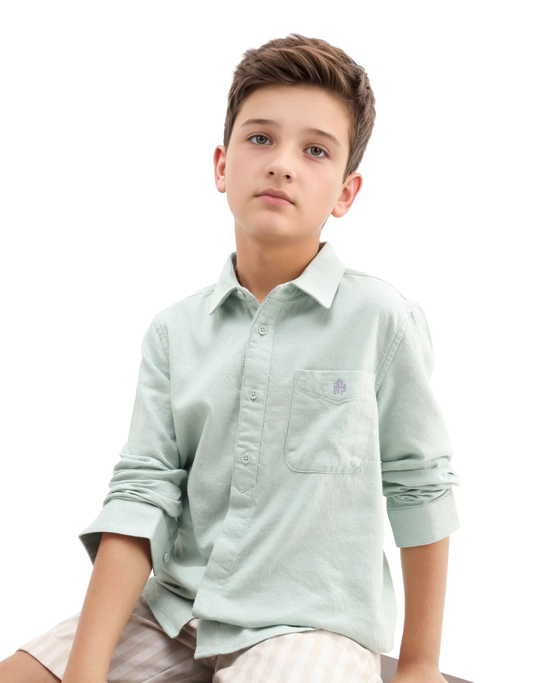 Rare Ones Kids Hart Blue Cotton Solid Button Closure Boxy Fit Shirt