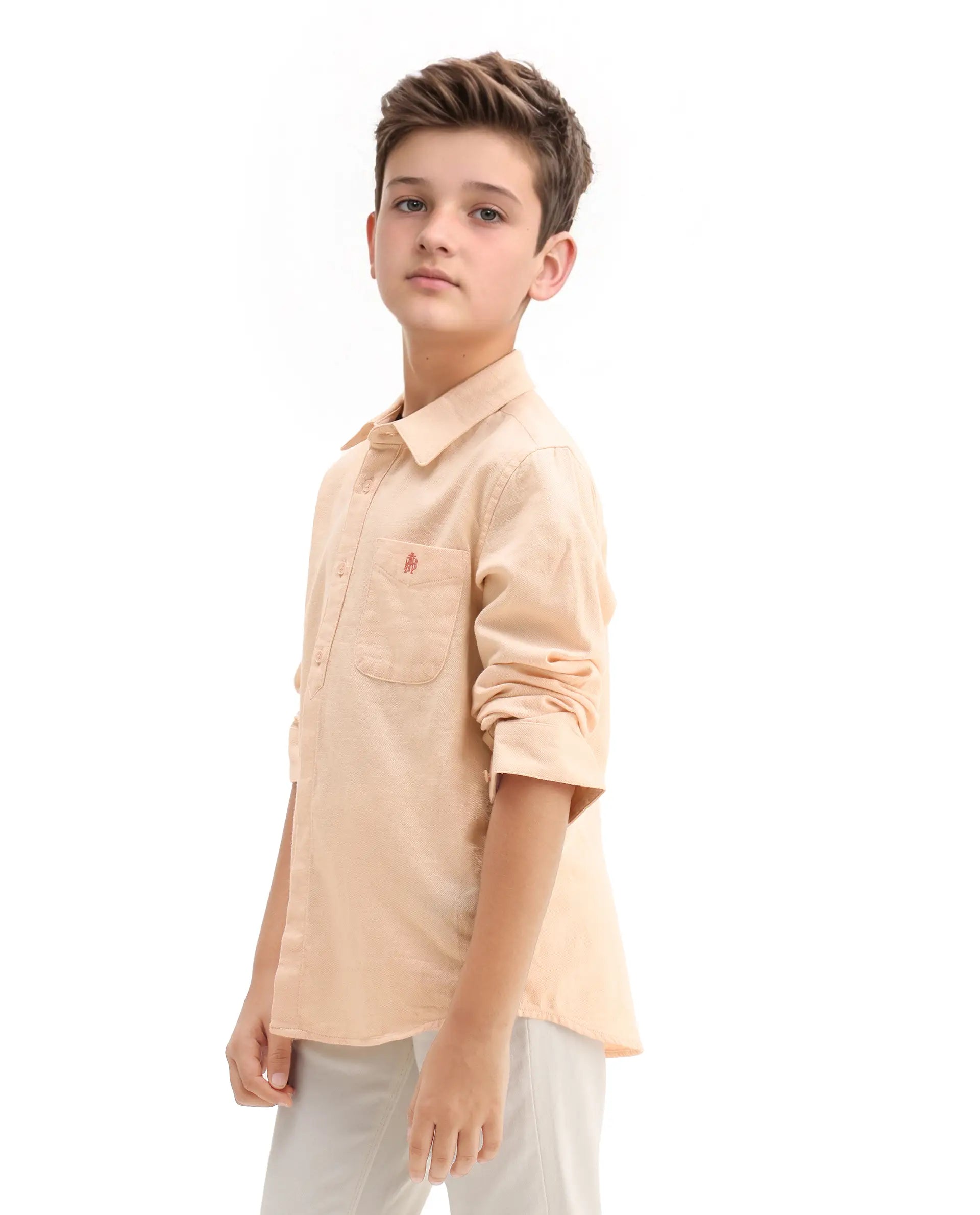 Rare Ones Kids Hart Yellow Cotton Solid Button Closure Boxy Fit Shirt