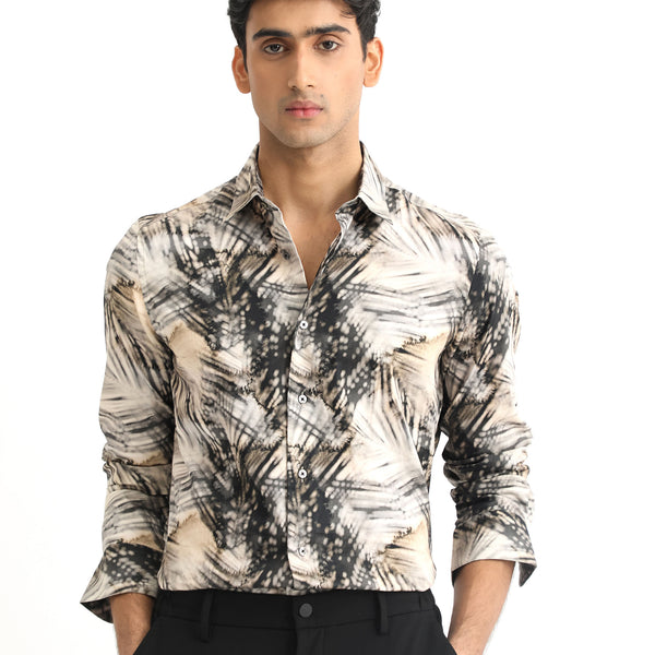 Cotton Collar Neck Mens Party Wear Printed Shirt, Size: M at Rs