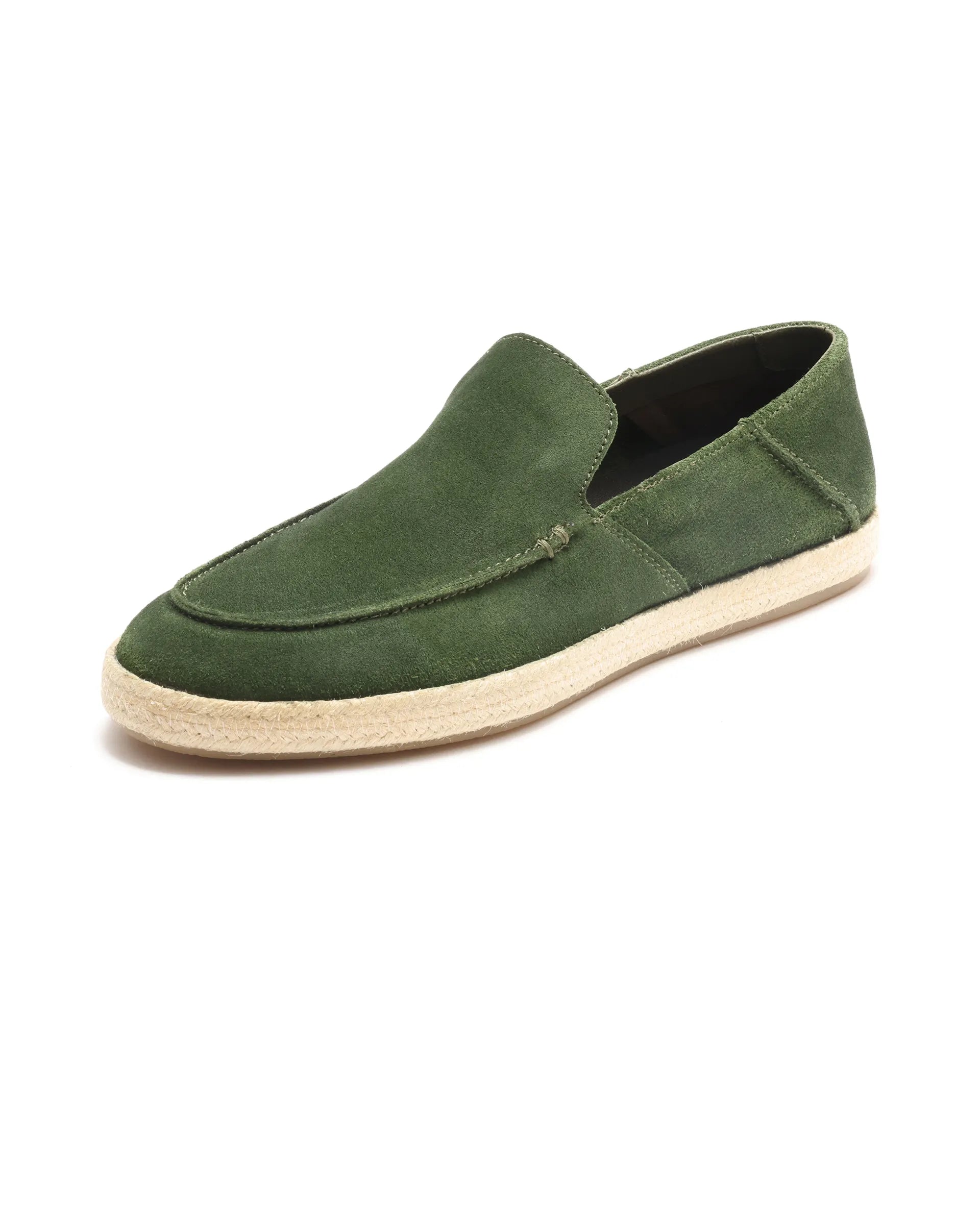 Rare Rabbit Men Havana Emerald Green Suede Leather Slip-On Closure Shoes