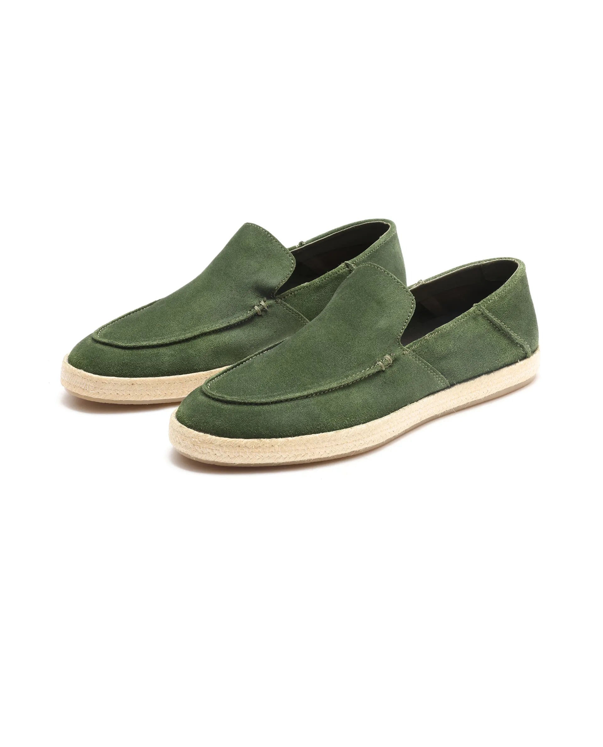 Rare Rabbit Men Havana Emerald Green Suede Leather Slip-On Closure Shoes