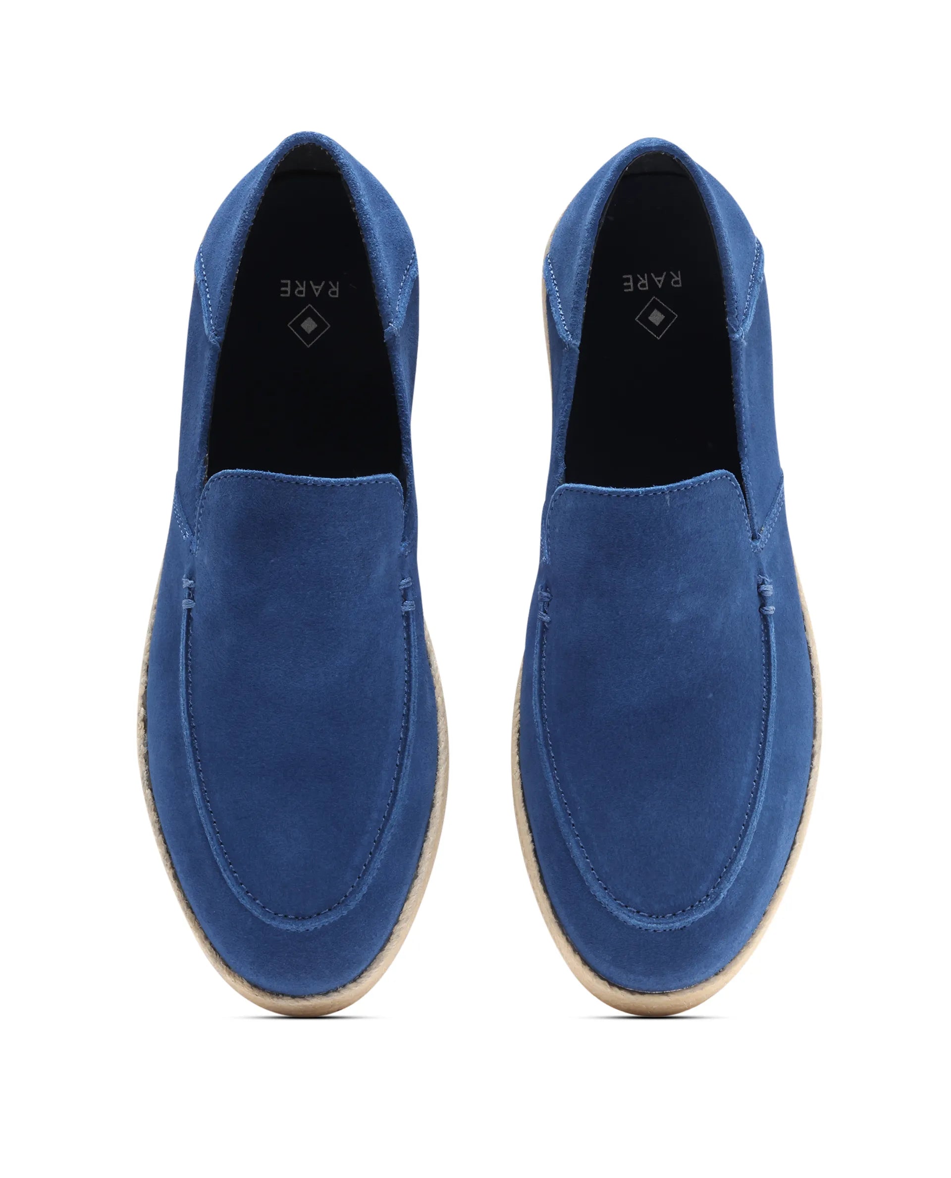 Rare Rabbit Men Havana Ink Blue Suede Leather Slip-On Closure Shoes