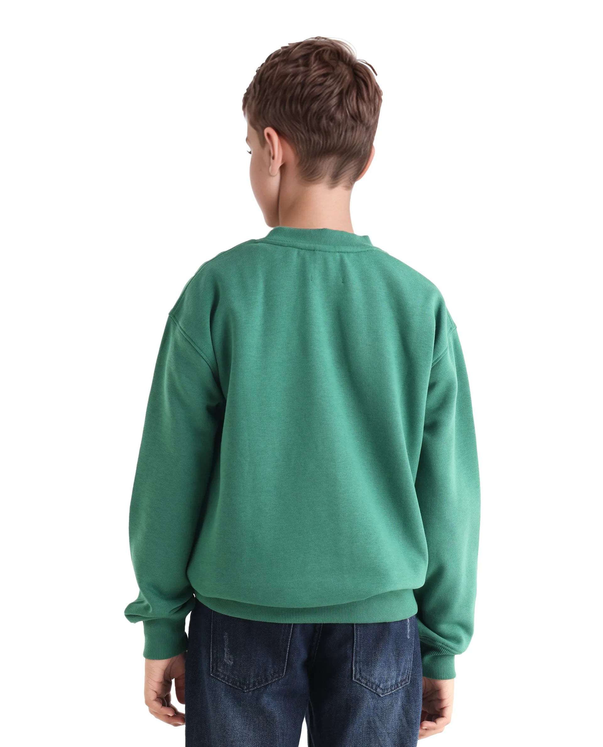Rare Ones Kids Henry Pastel Green Cotton Blend Graphic Print Oversized Sweatshirt