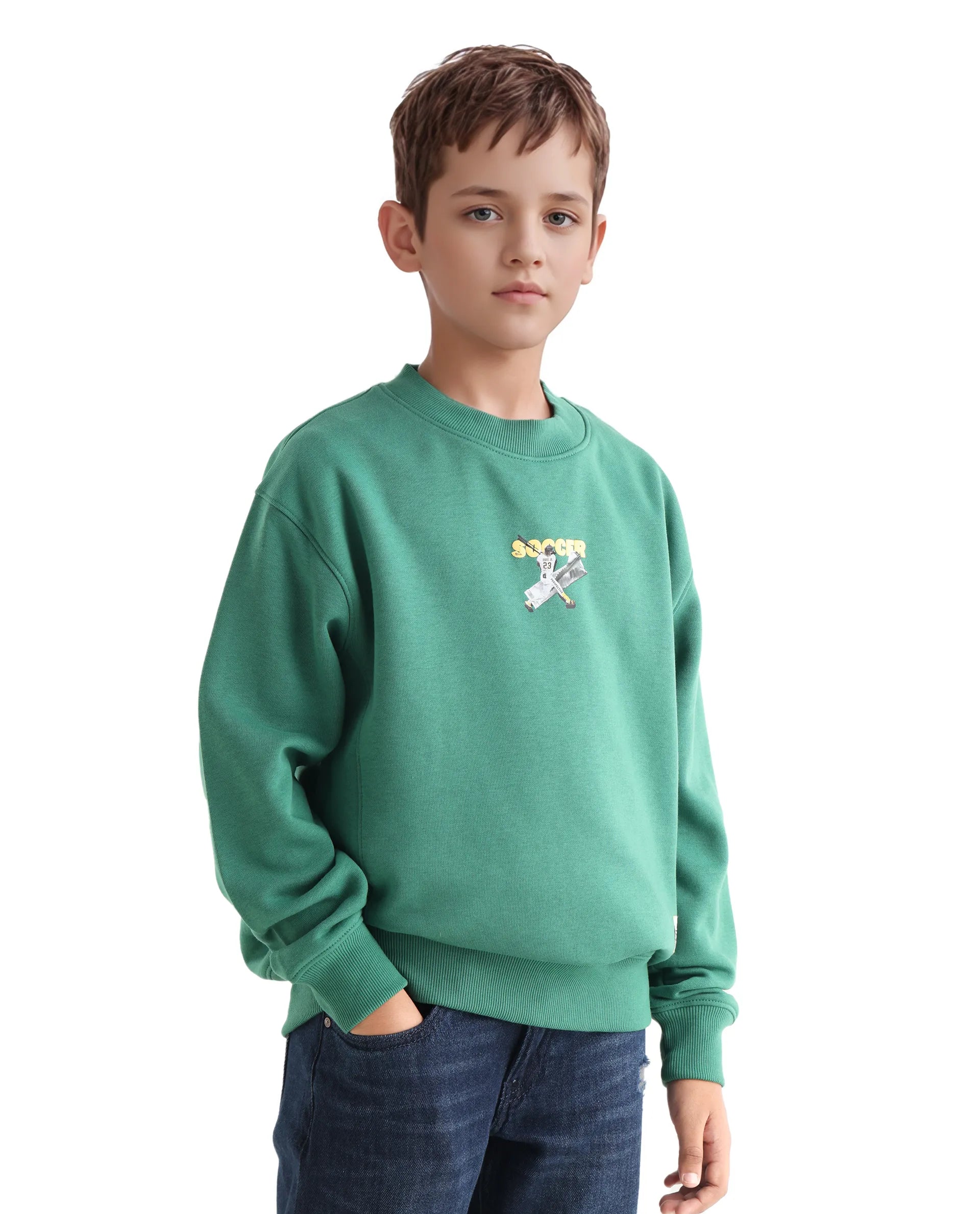 Rare Ones Kids Henry Pastel Green Cotton Blend Graphic Print Oversized Sweatshirt