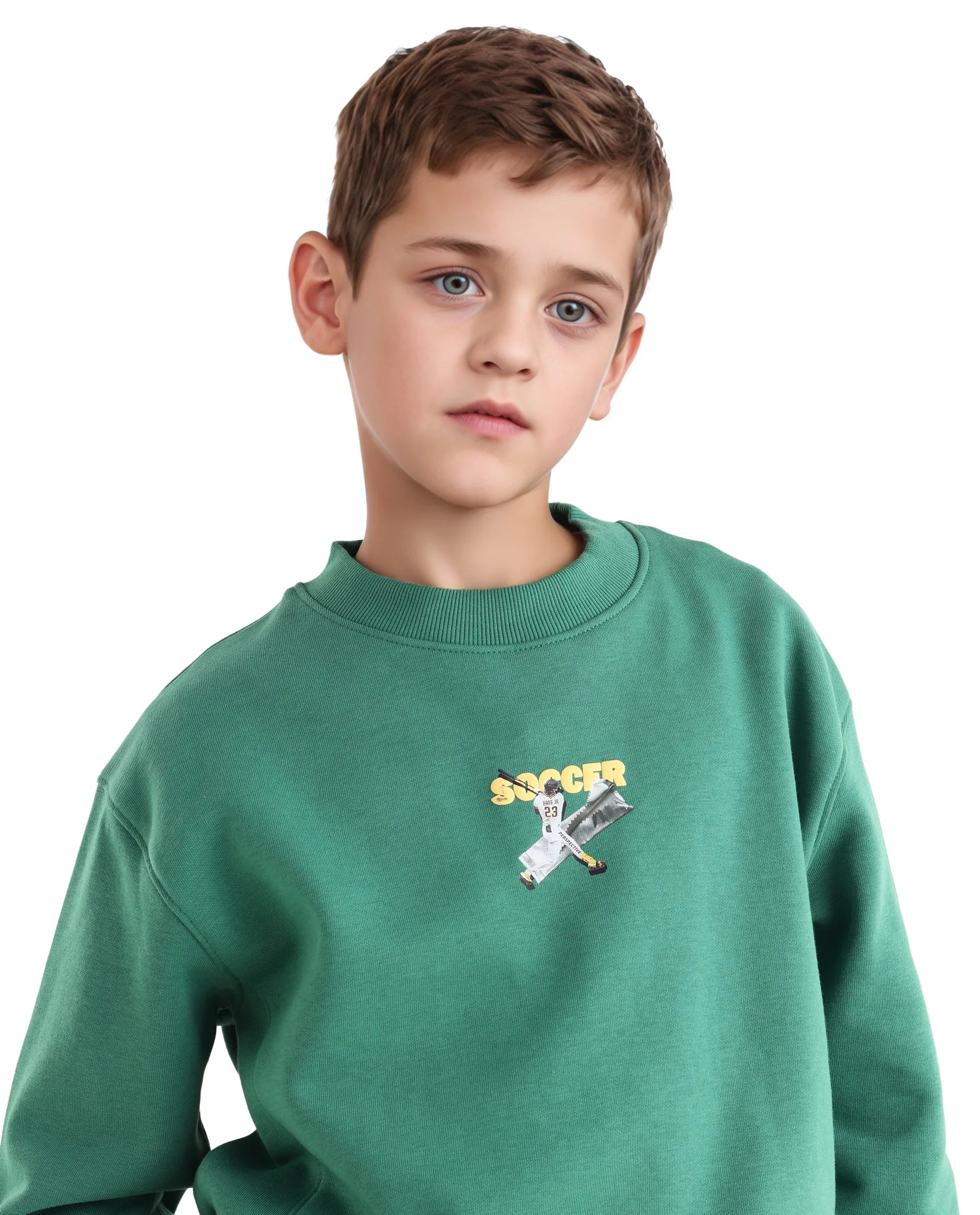 Rare Ones Kids Henry Pastel Green Cotton Blend Graphic Print Oversized Sweatshirt