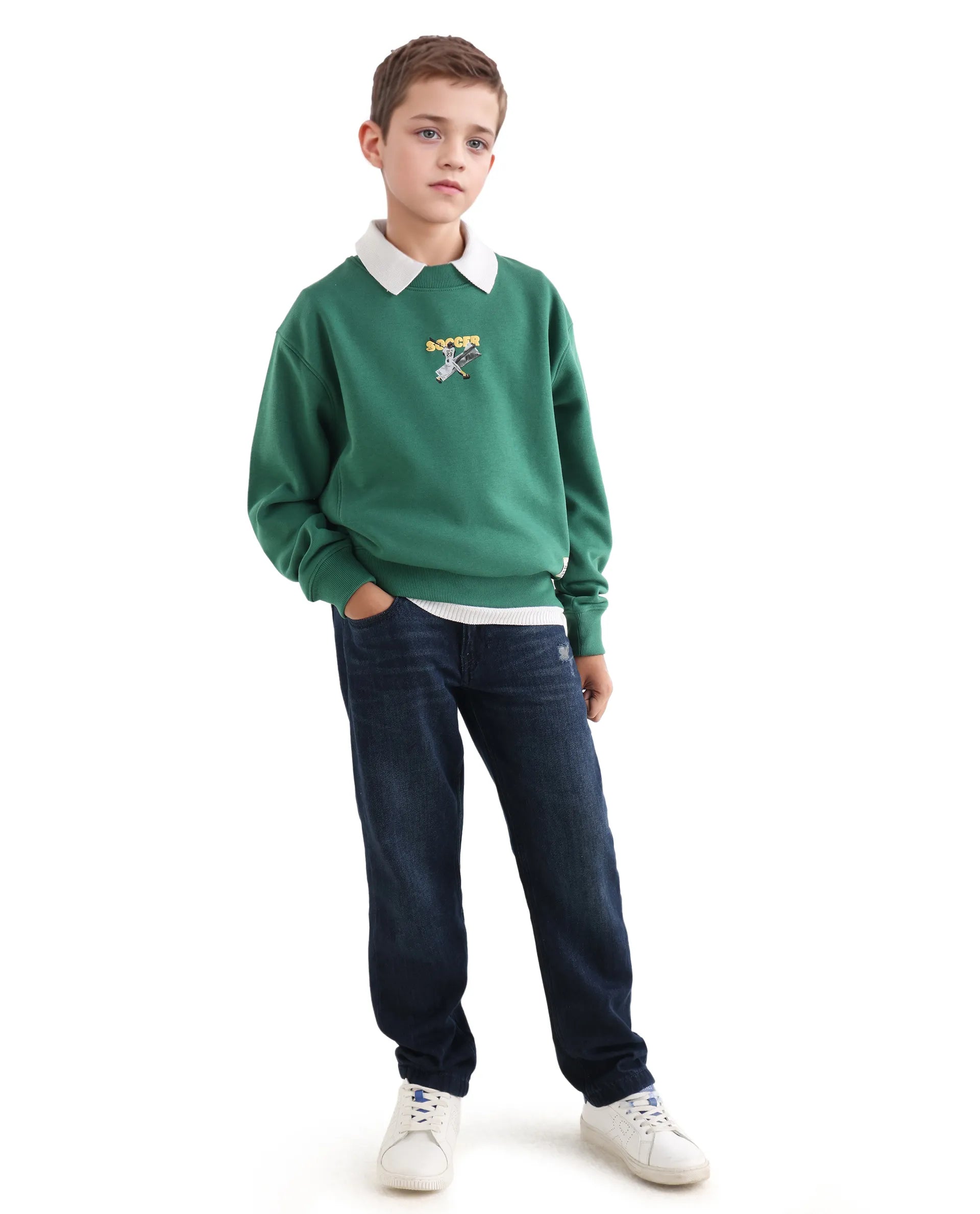 Rare Ones Kids Henry Pastel Green Cotton Blend Graphic Print Oversized Sweatshirt