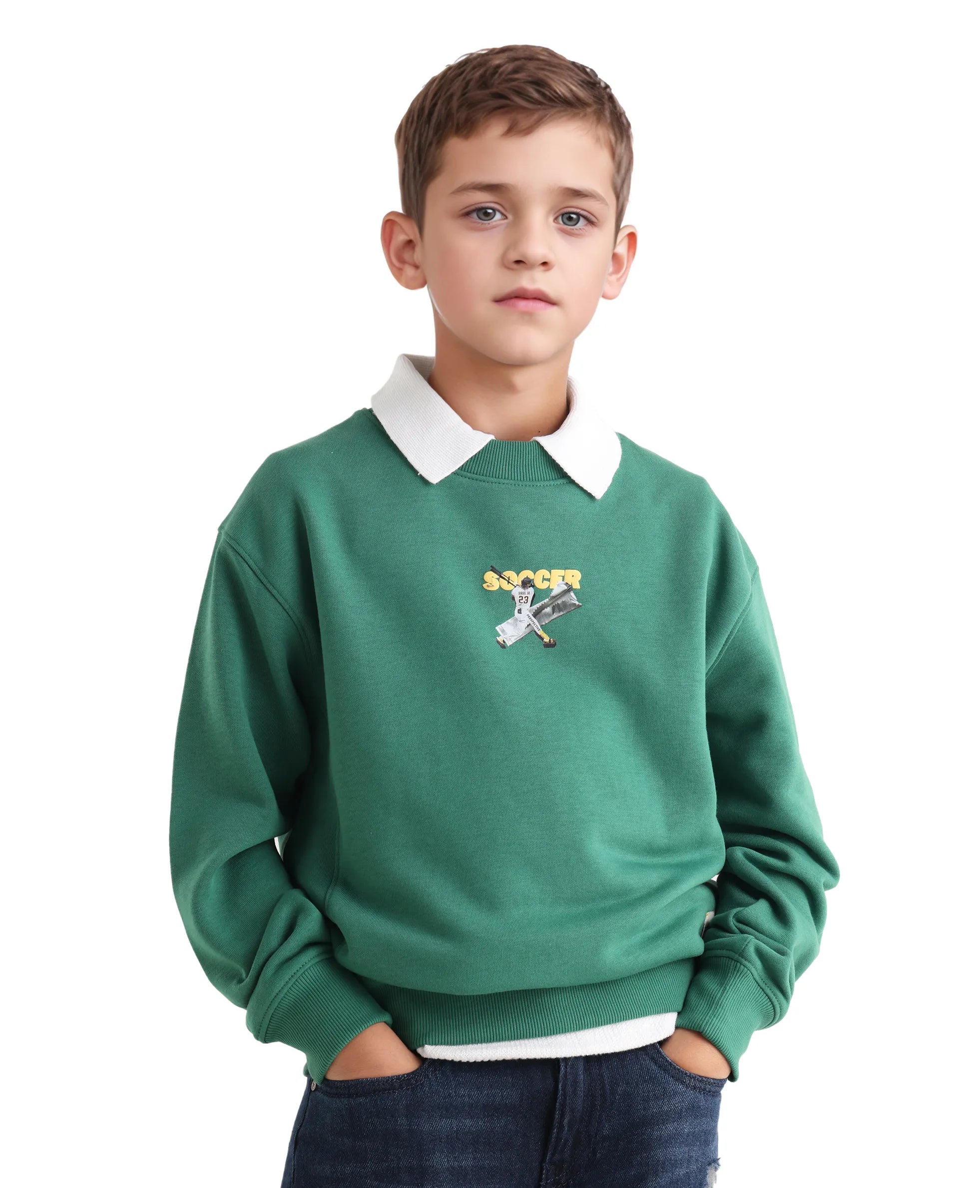 Rare Ones Kids Henry Pastel Green Cotton Blend Graphic Print Oversized Sweatshirt
