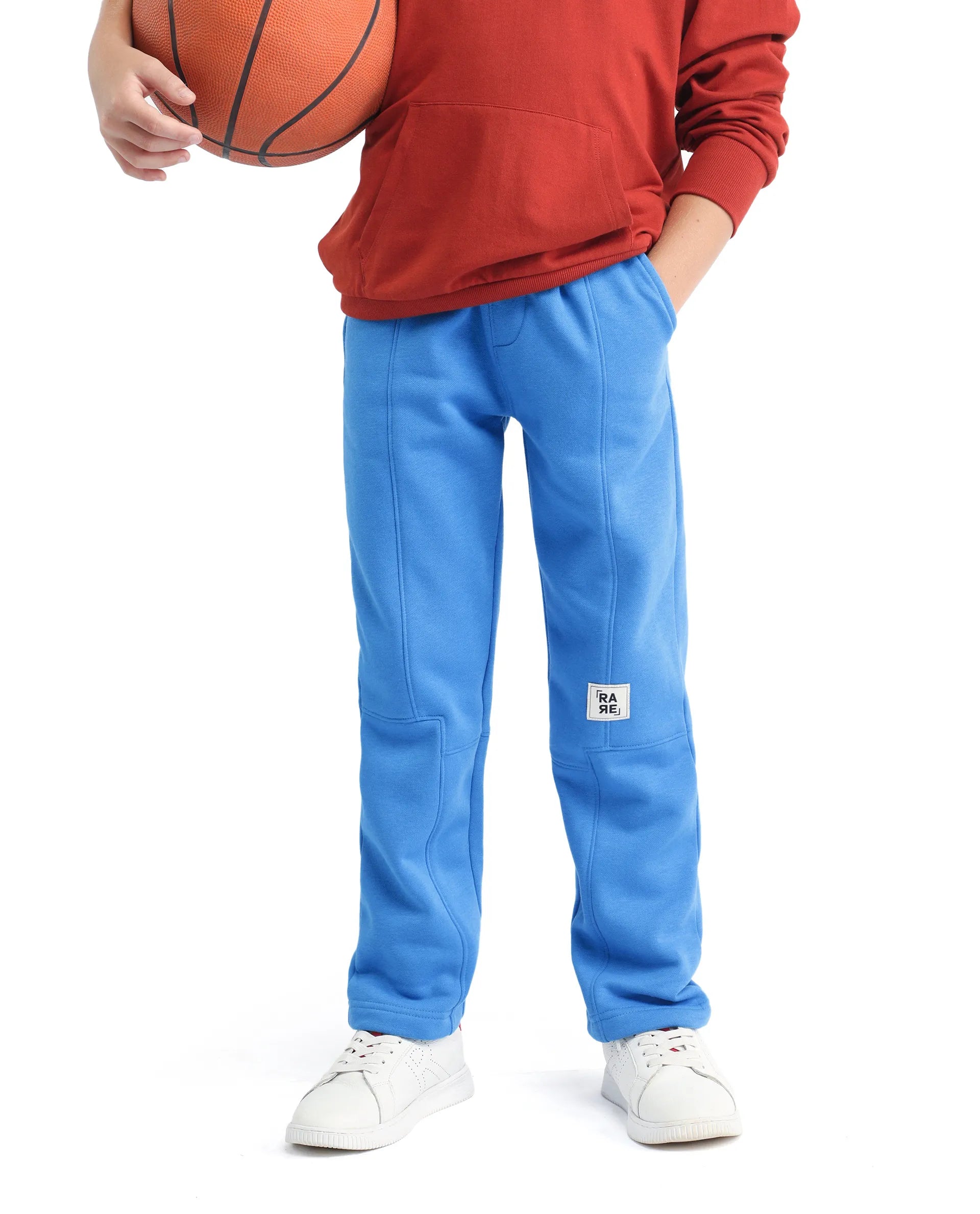Rare Ones Kids Henry-B Dark Blue Cotton Blend Plain Regular Fit Trackpant