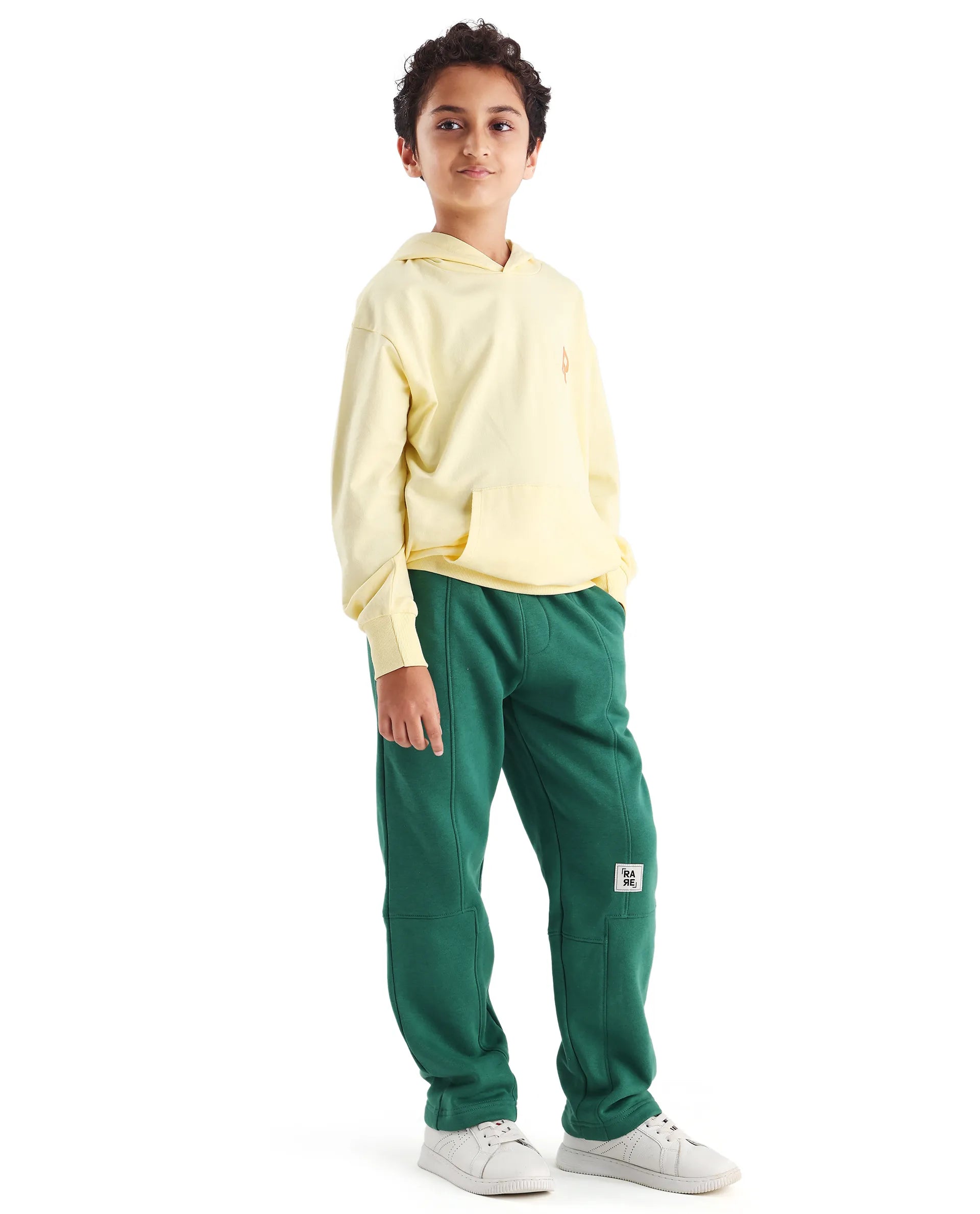 Rare Ones Kids Henry-B Pastel Green Cotton Blend Plain Regular Fit Trackpant