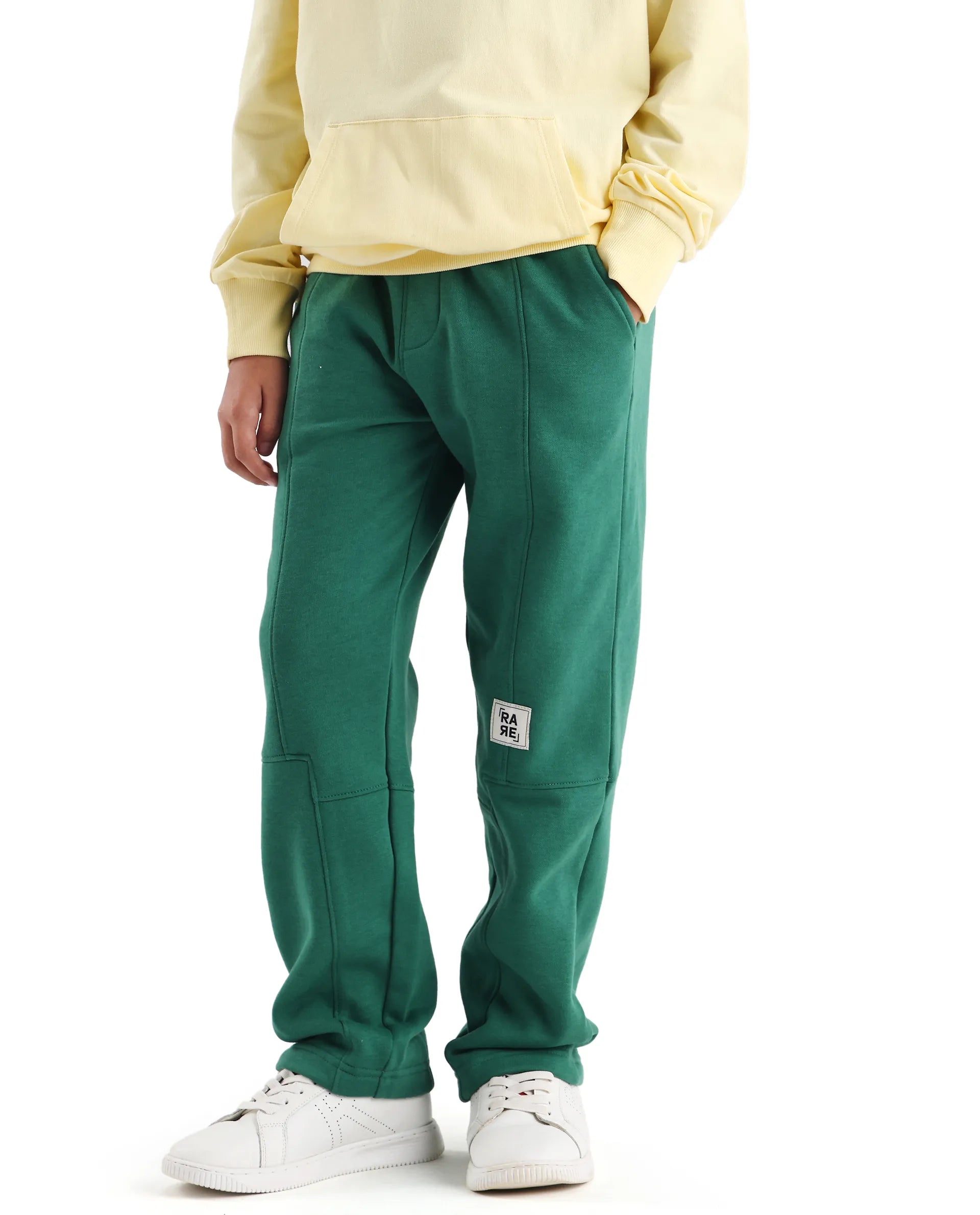 Rare Ones Kids Henry-B Pastel Green Cotton Blend Plain Regular Fit Trackpant