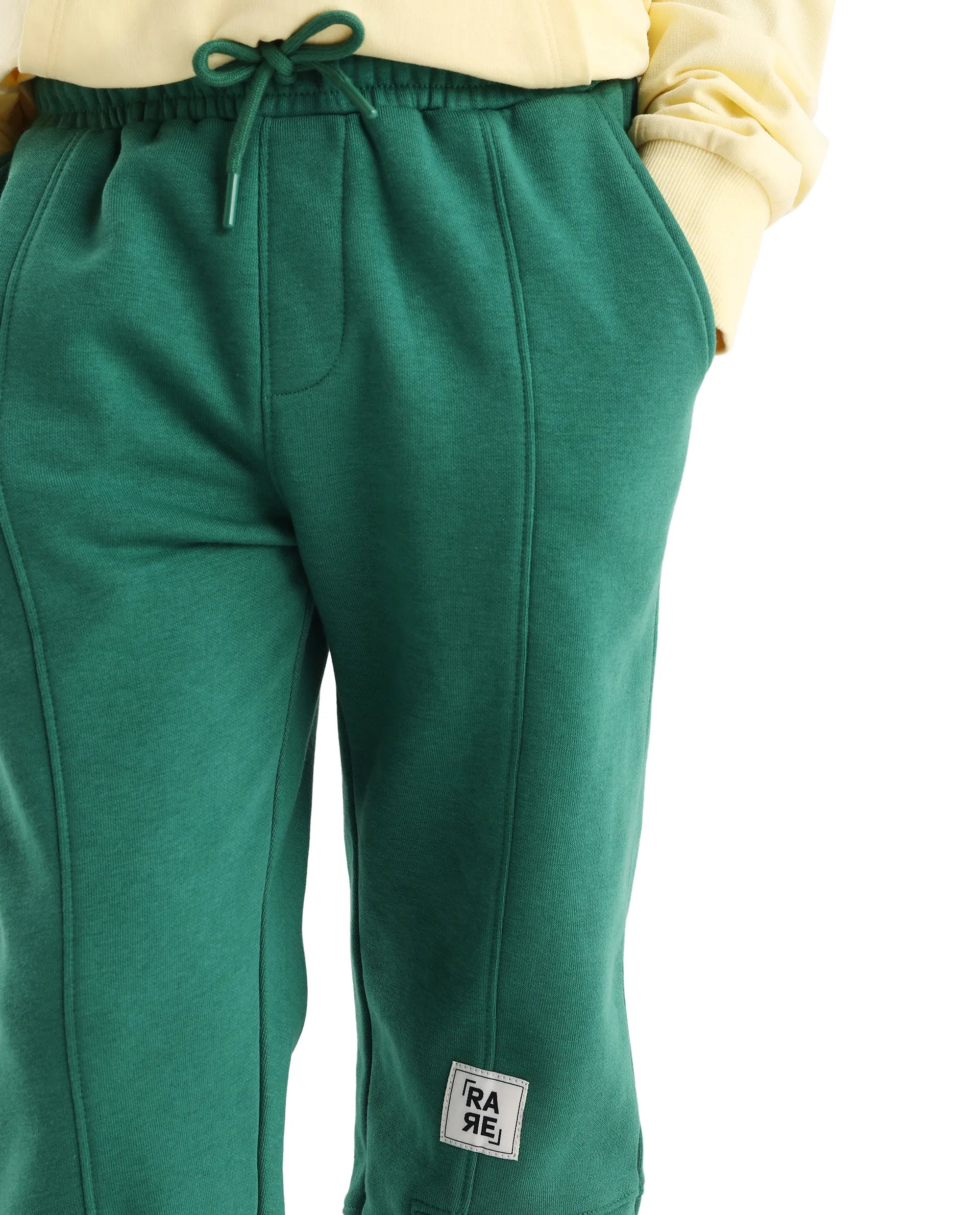Rare Ones Kids Henry-B Pastel Green Cotton Blend Plain Regular Fit Trackpant