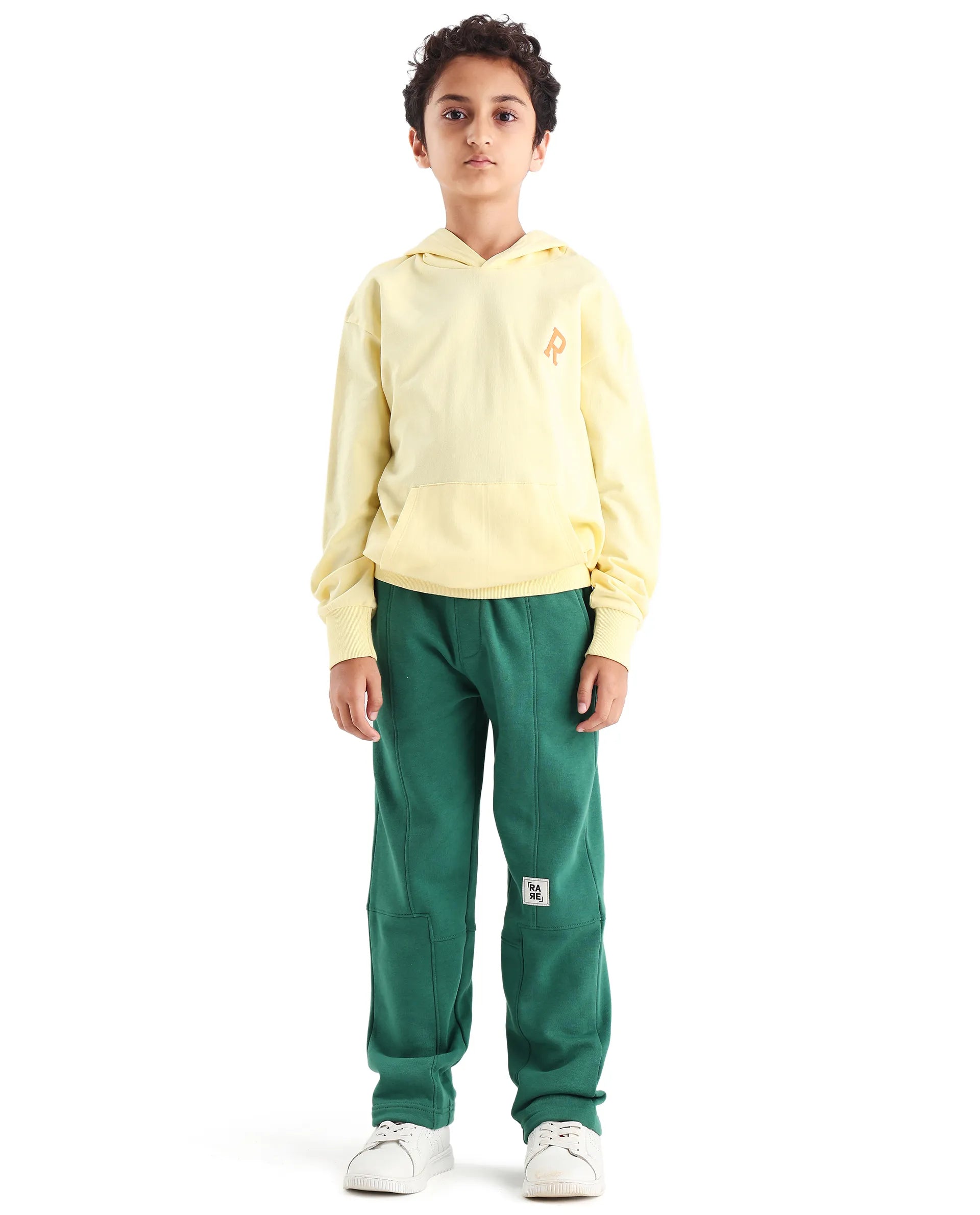 Rare Ones Kids Henry-B Pastel Green Cotton Blend Plain Regular Fit Trackpant