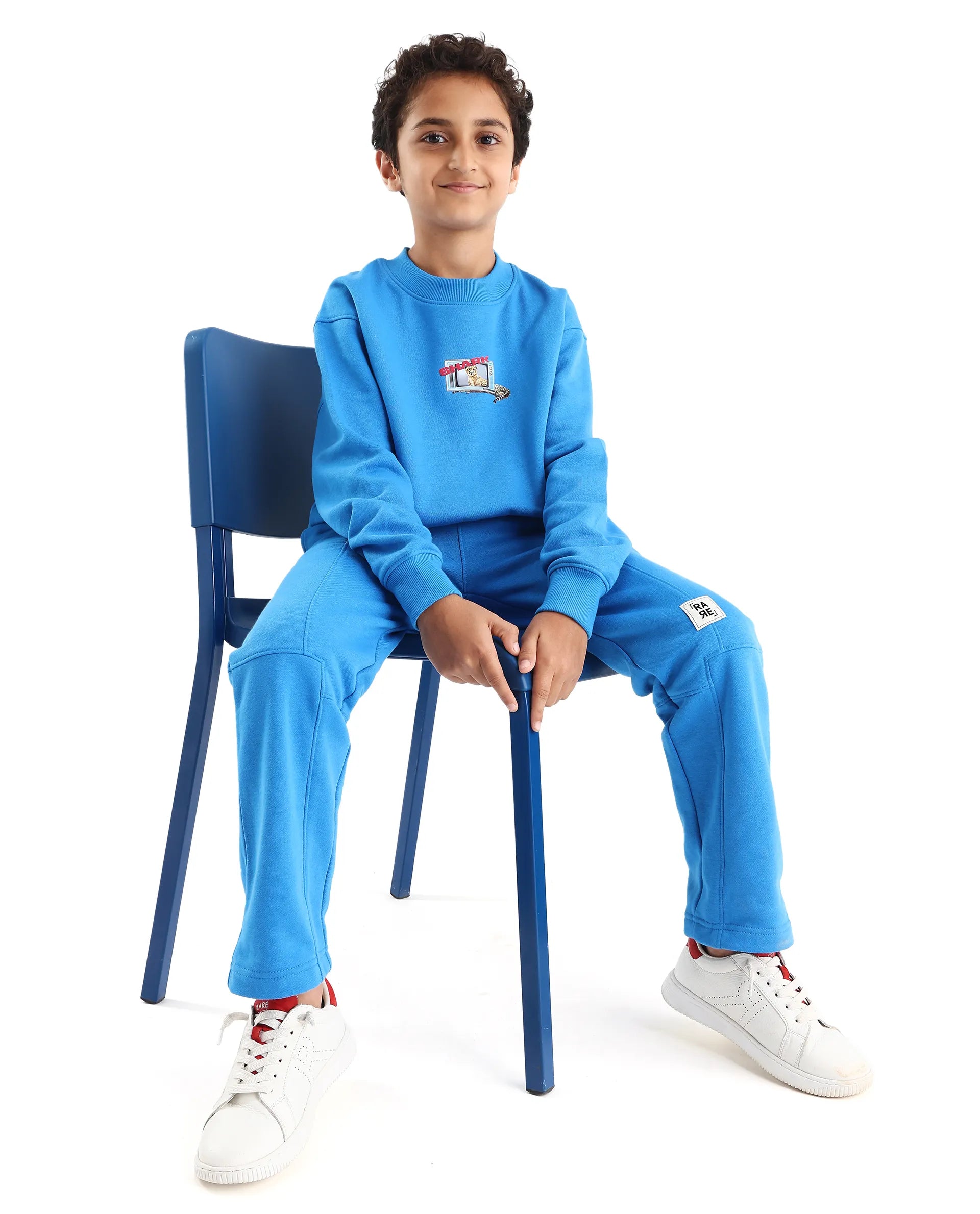 Rare Ones Kids Henry Dark Blue Cotton Blend Graphic Print Oversized Sweatshirt