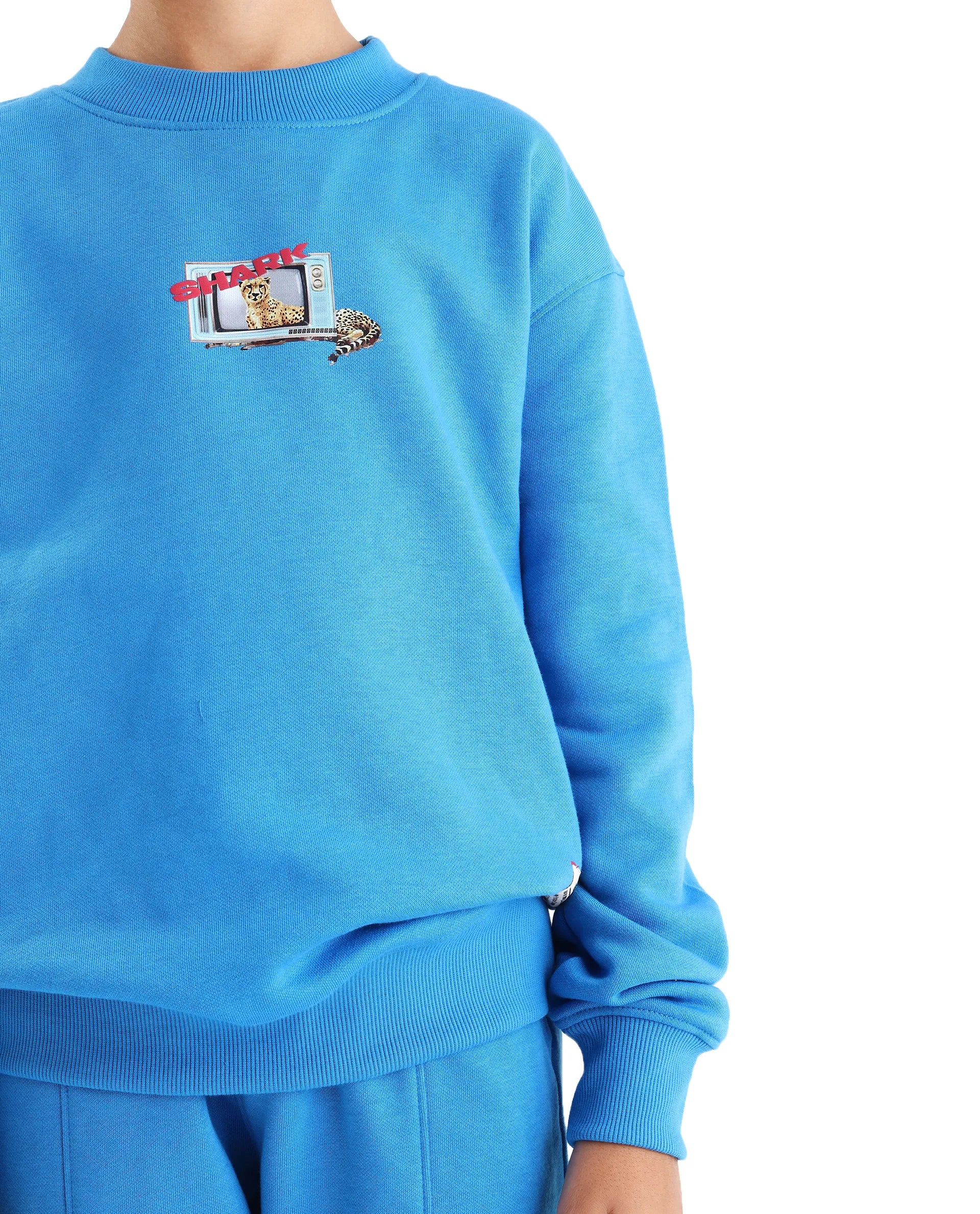 Rare Ones Kids Henry Dark Blue Cotton Blend Graphic Print Oversized Sweatshirt