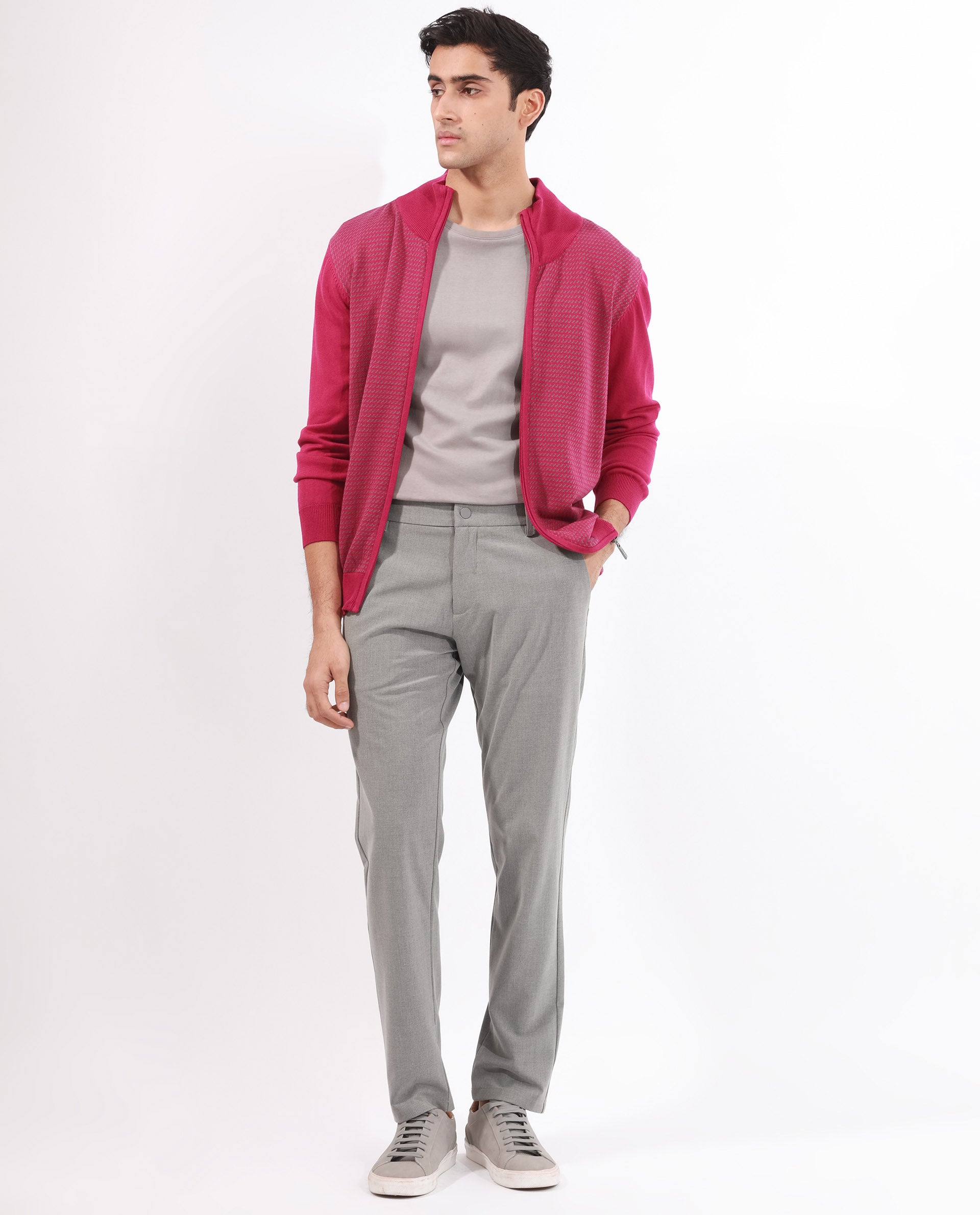 Rare Rabbit Mens Heritage Pink Sweater Full Sleeve High Neck Solid