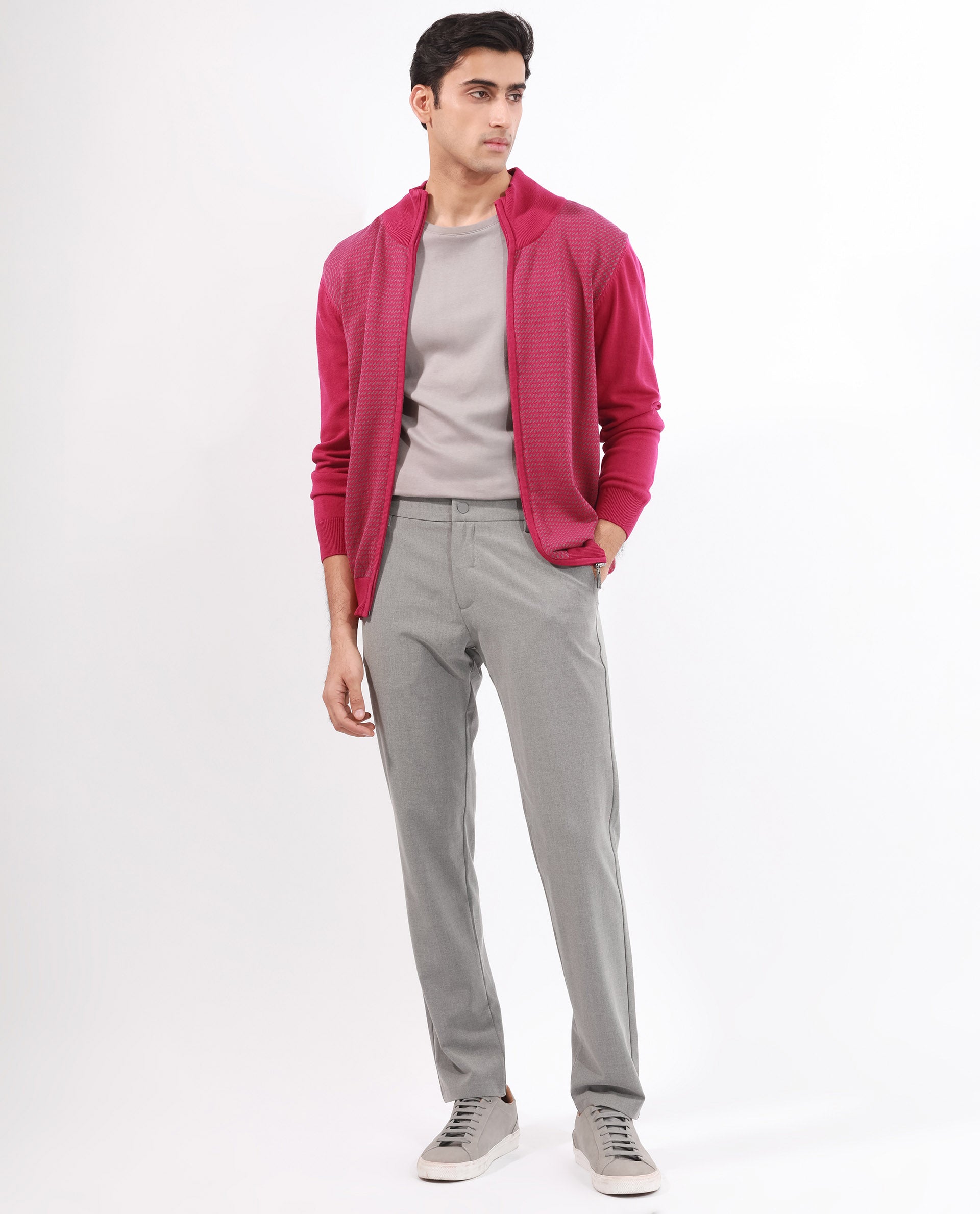 Rare Rabbit Mens Heritage Pink Sweater Full Sleeve High Neck Solid