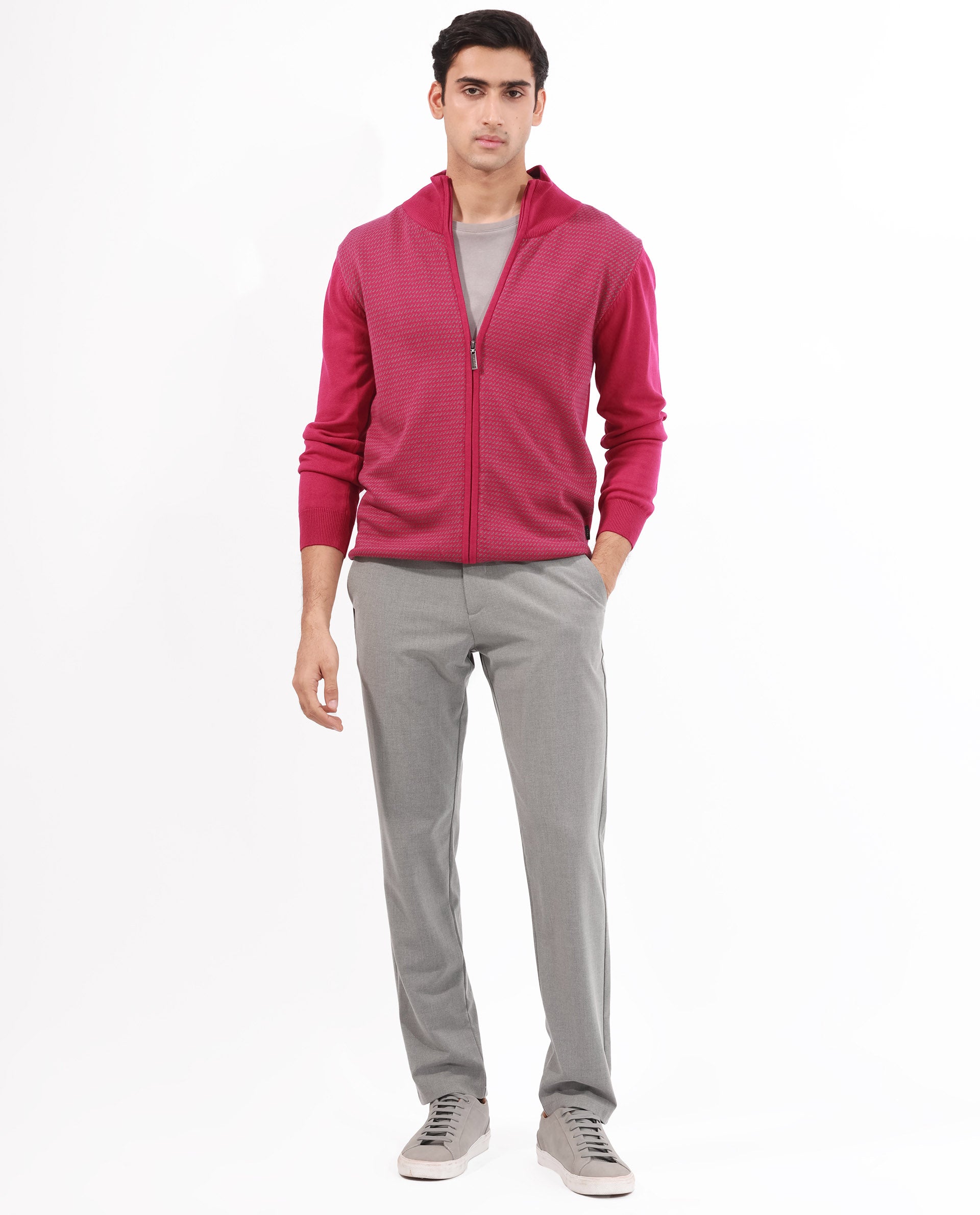 Rare Rabbit Mens Heritage Pink Sweater Full Sleeve High Neck Solid