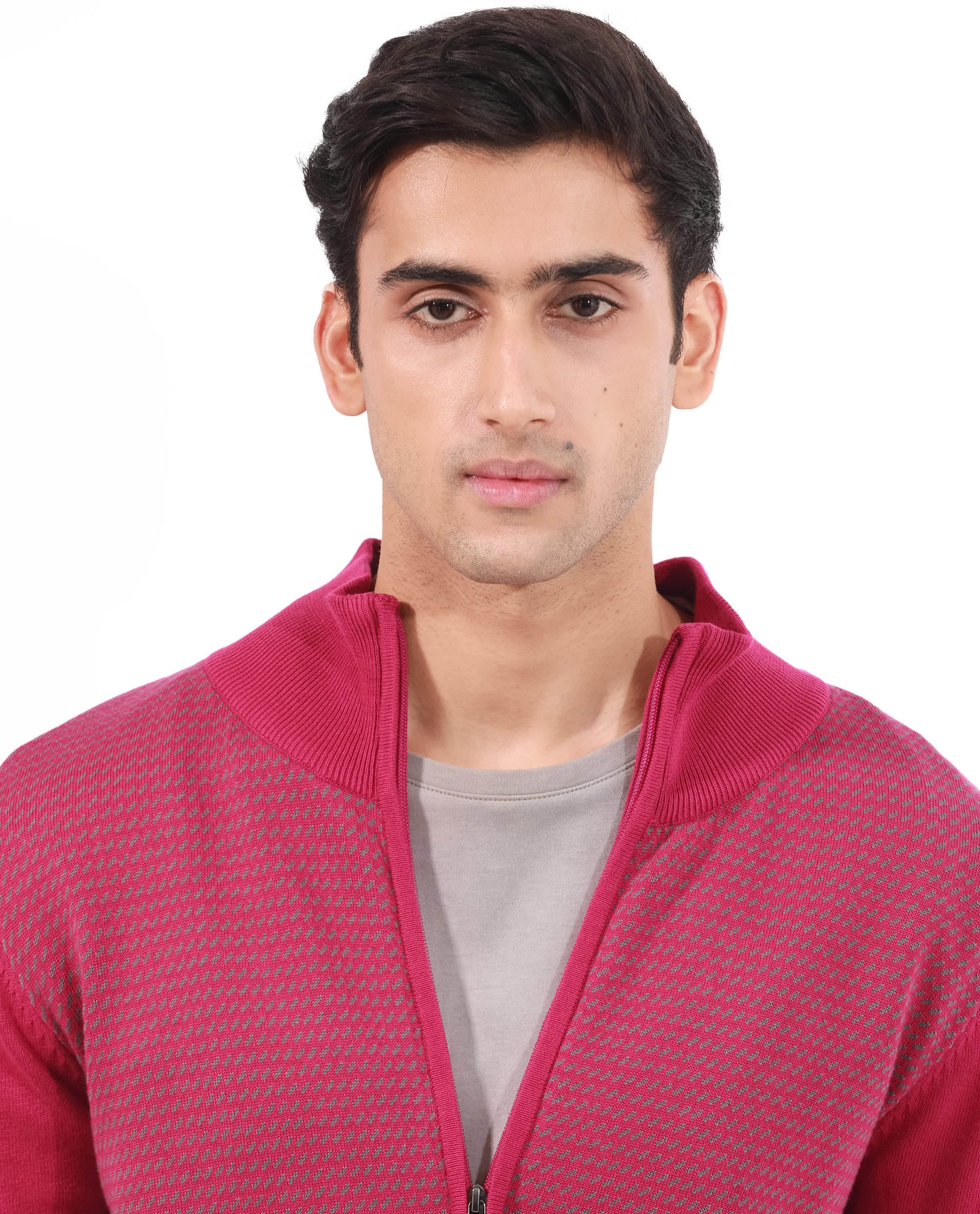 Rare Rabbit Mens Heritage Pink Sweater Full Sleeve High Neck Solid