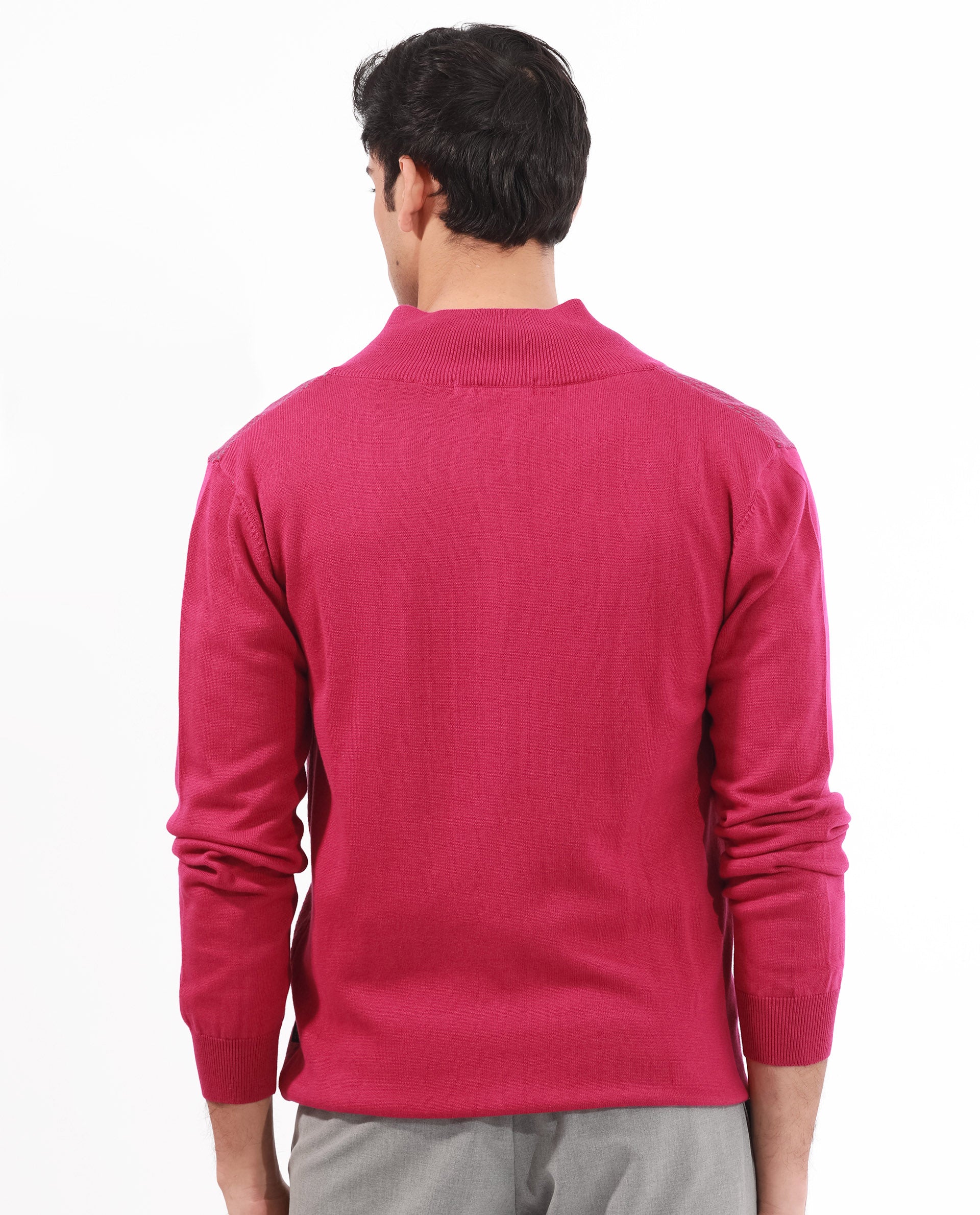 Rare Rabbit Mens Heritage Pink Sweater Full Sleeve High Neck Solid