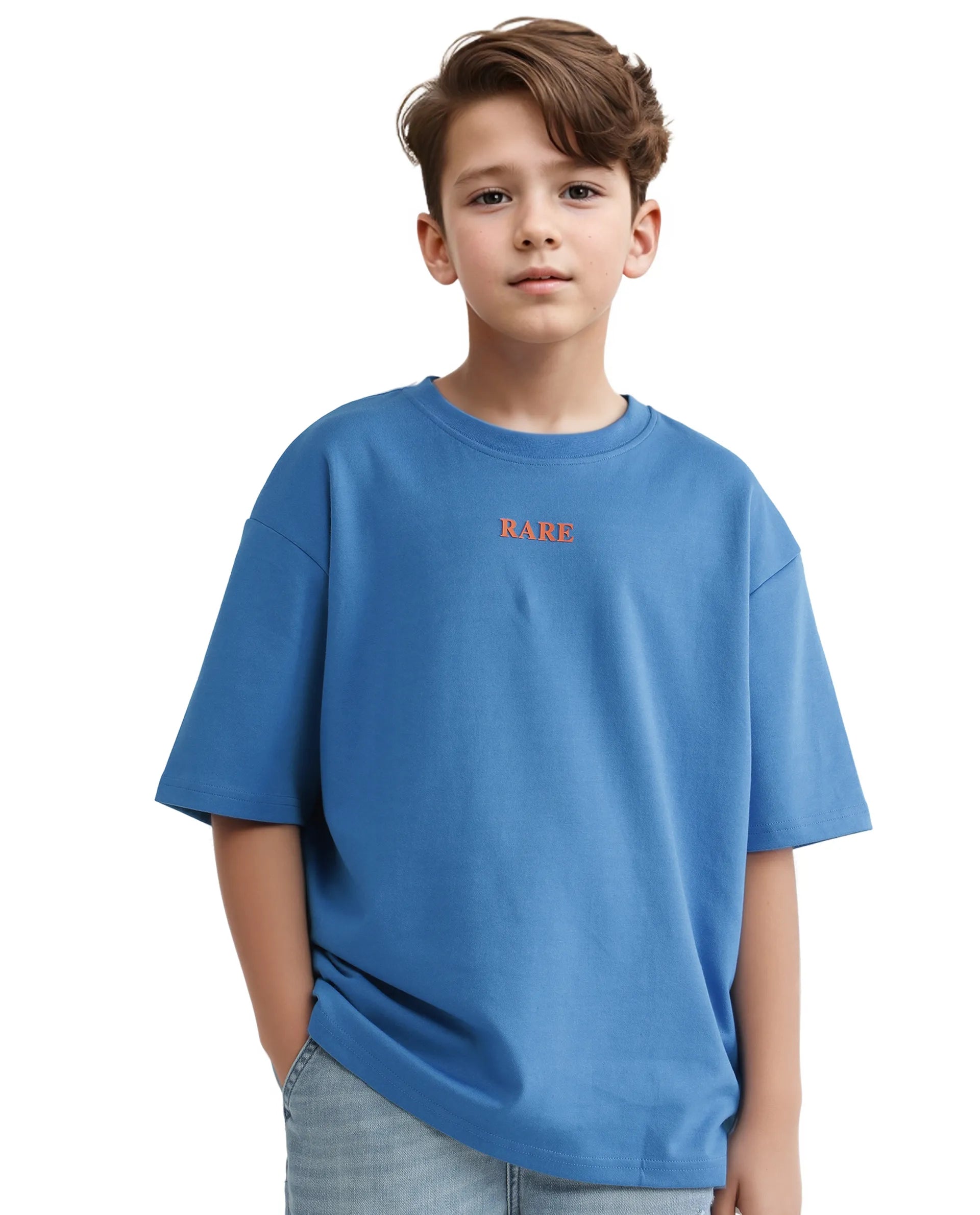 Rare Ones Kids Herm Flouroscent Blue Cotton Poly Short Sleeve Crew Neck Hd And Cmyk Print T-Shirt