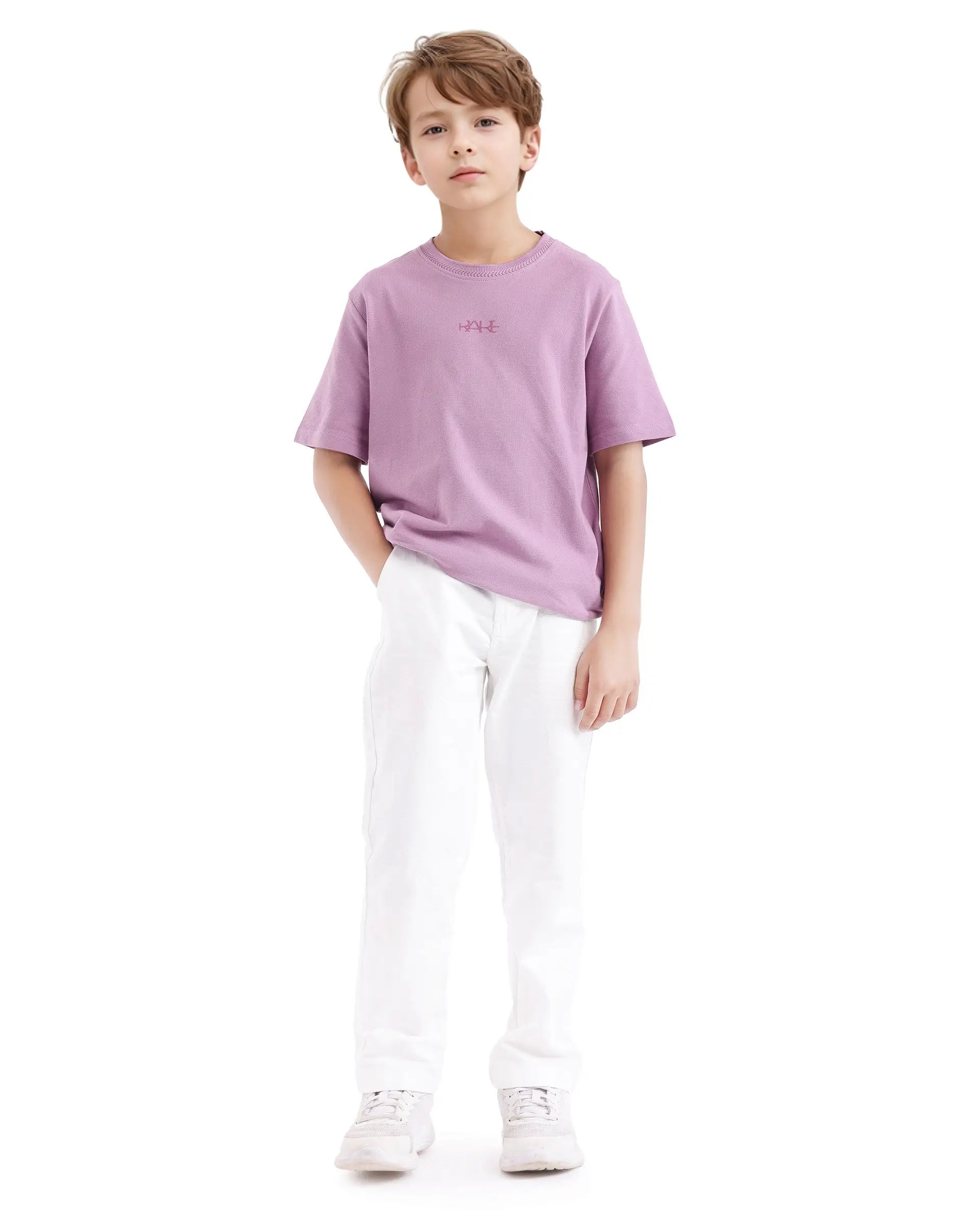 Rare Ones Kids Heron Pastel Purple Cotton Short Sleeve Crew Neck Twill HD Print T-Shirt