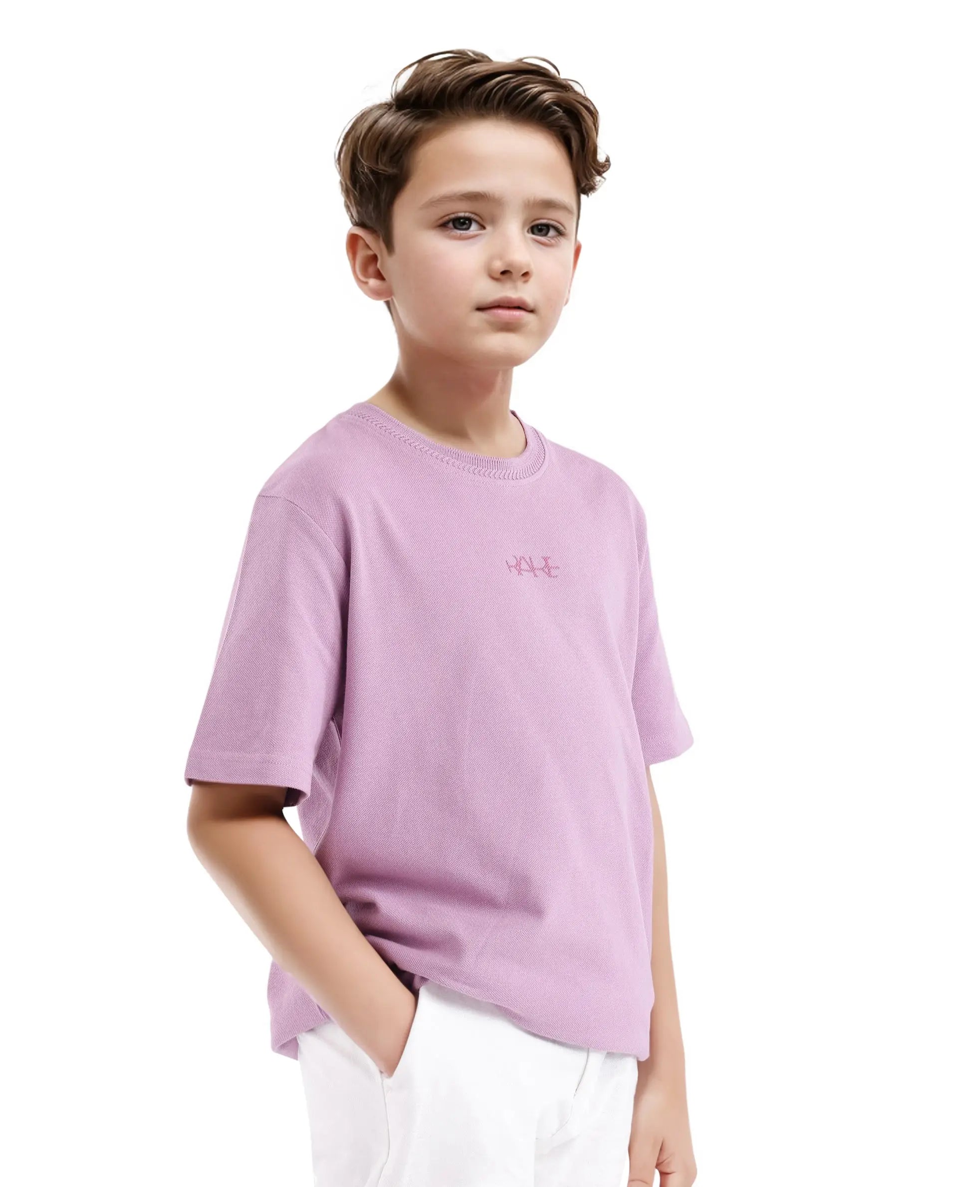 Rare Ones Kids Heron Pastel Purple Cotton Short Sleeve Crew Neck Twill HD Print T-Shirt