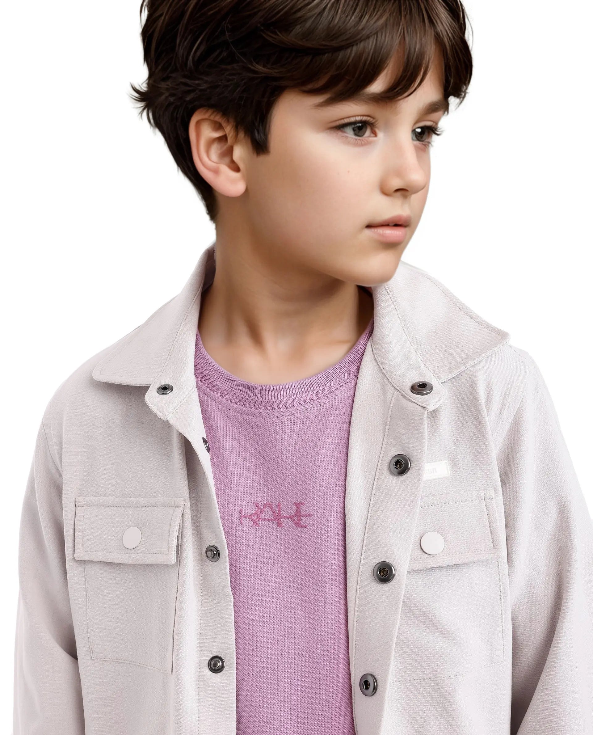 Rare Ones Kids Heron Pastel Purple Cotton Short Sleeve Crew Neck Twill HD Print T-Shirt